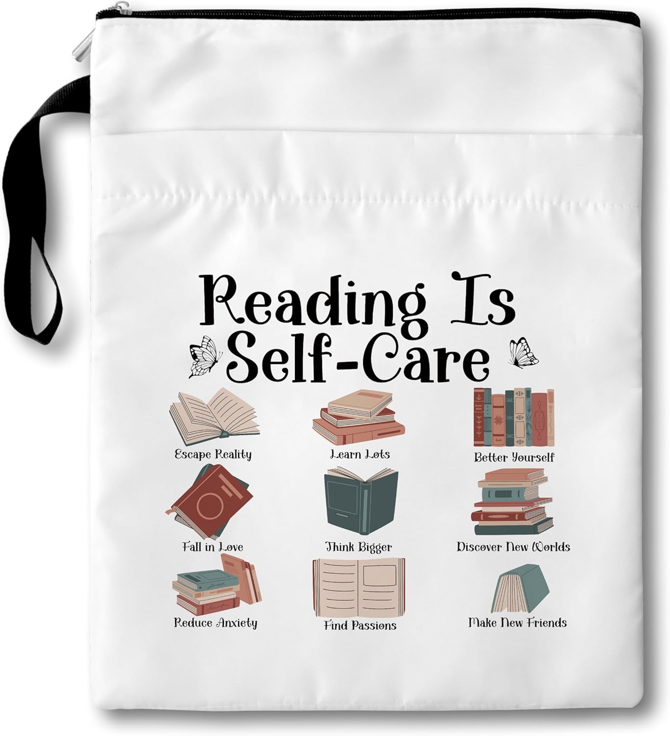 Book Sleeve with Zipper, Reading is Self-Care Book Covers for Paperbacks with Pocket, Book Pouch Gifts for Book Lover Librarian, Bookish Idea for Bookmate, Book Sleeve Protector -21