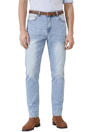 Mens Slim Fit Stretch Jeans - Casual Taper Denim Pants for Everyday Work and Daily Wear All Season