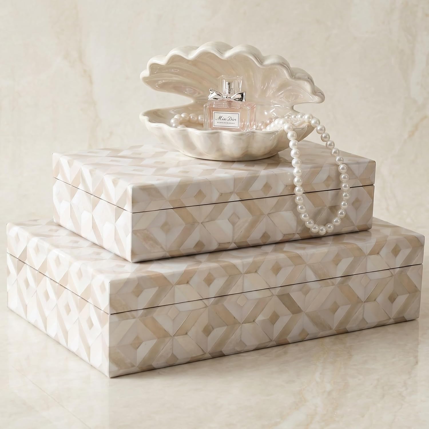 ZICOTO Decorative Storage Boxes with Lids: Stylish Set of 2 Organizer Bins for Bookshelf Home Decor and Keepsakes