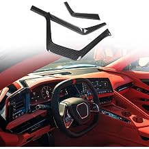 Car Center Console Dash Cover Strips Trim Compatible with Chevrolet Corvette C8 2026+,Dry Carbon Fiber Central Control Dashboard Upper Strip Moulding Cover Interior Decoration Accessories 3PCS