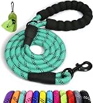 Taglory Rope Dog Leash for Medium Large Dogs, 6 FT Padded Handle, Red | Climbing Rope for Strong Pullers, Reflective for Night Walks and Training, Comfortable Grip, Anti-tangle Swivel Clip 1/2 inch
