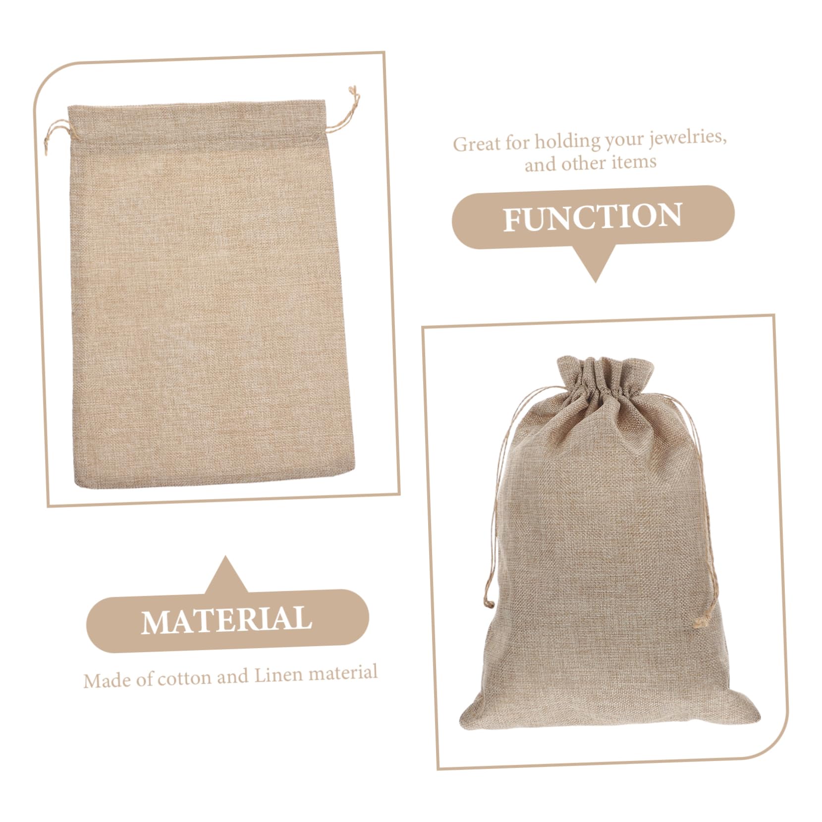 Abaodam Sacchetti in Juta 10 Pezzi con Coulisse Beige per Compleanni Matrimoni Feste 10x14 Pollici