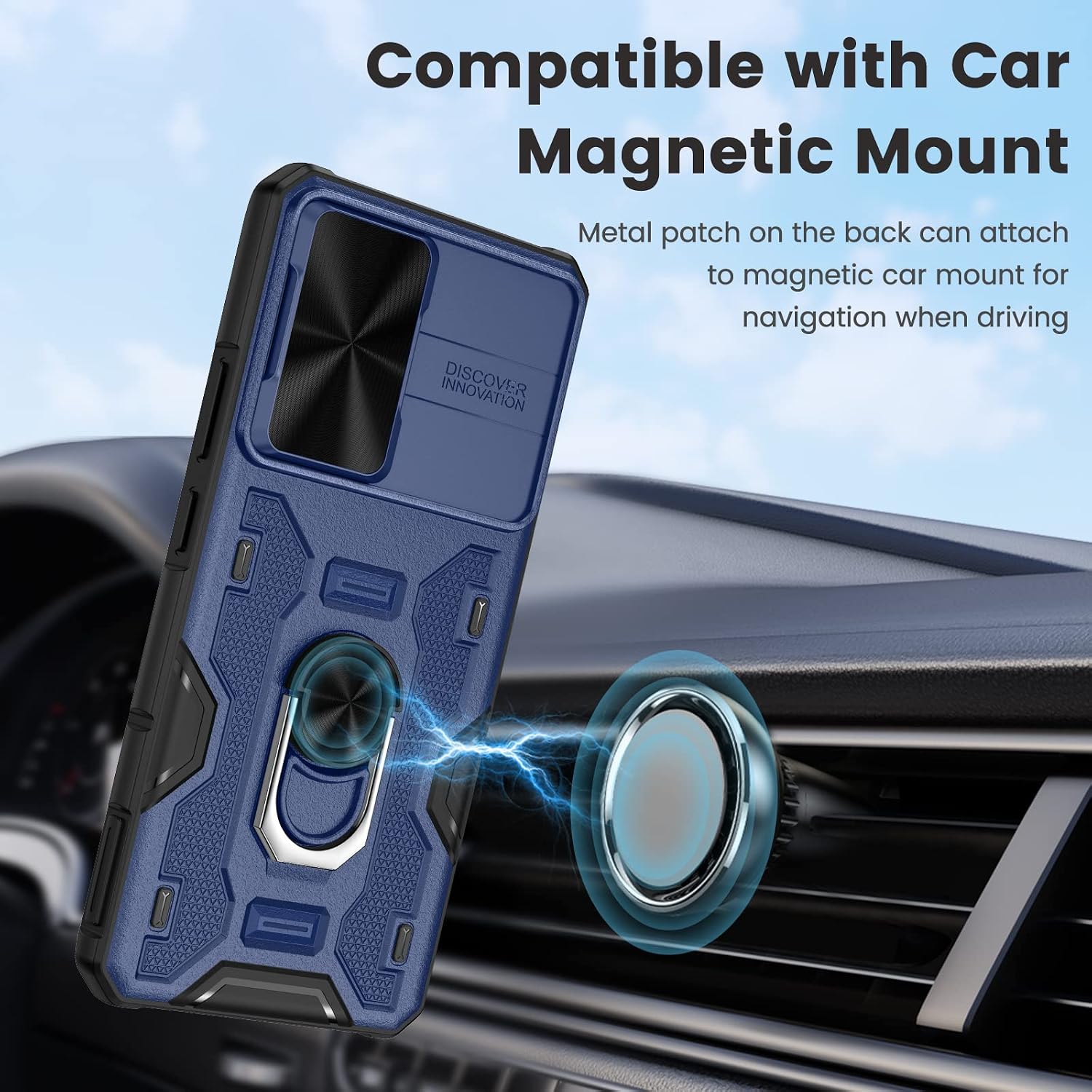Caka for Galaxy S22 Case, S22 Case with Kickstand Camera Cover with Built-in 360° Rotate Ring Stand Magnetic Magnet Protective Phone Case Cover for Samsung Galaxy S22 5G 6.1 Inch - Blue