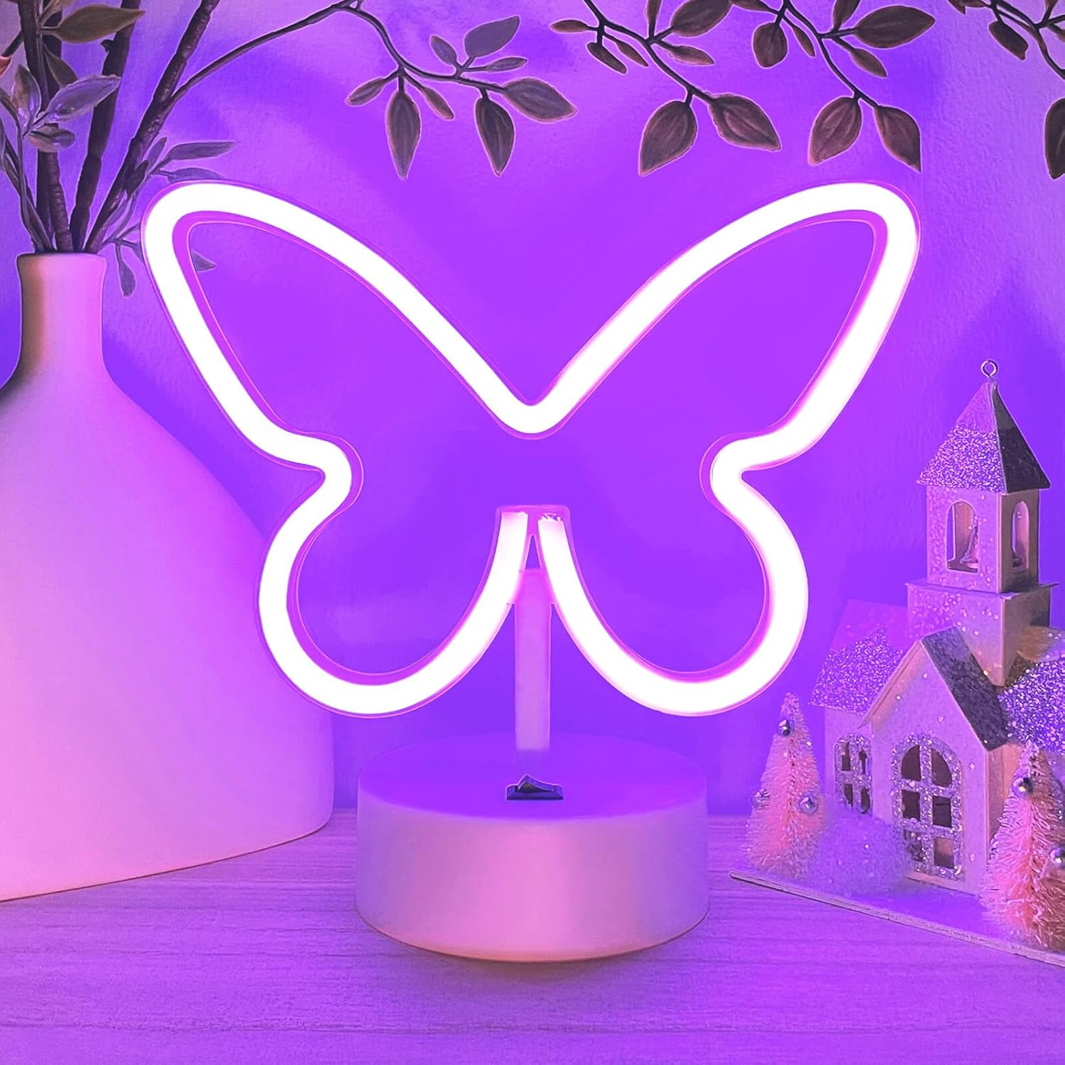 HOHOSIGN Butterfly Neon Sign Led Lights Birthday Party Decorations Colorful Lamp, USB/Battery Powered Butterfly Room Decor Girls Accessories for Classroom Nursery Table Home Bedroom Christmas
