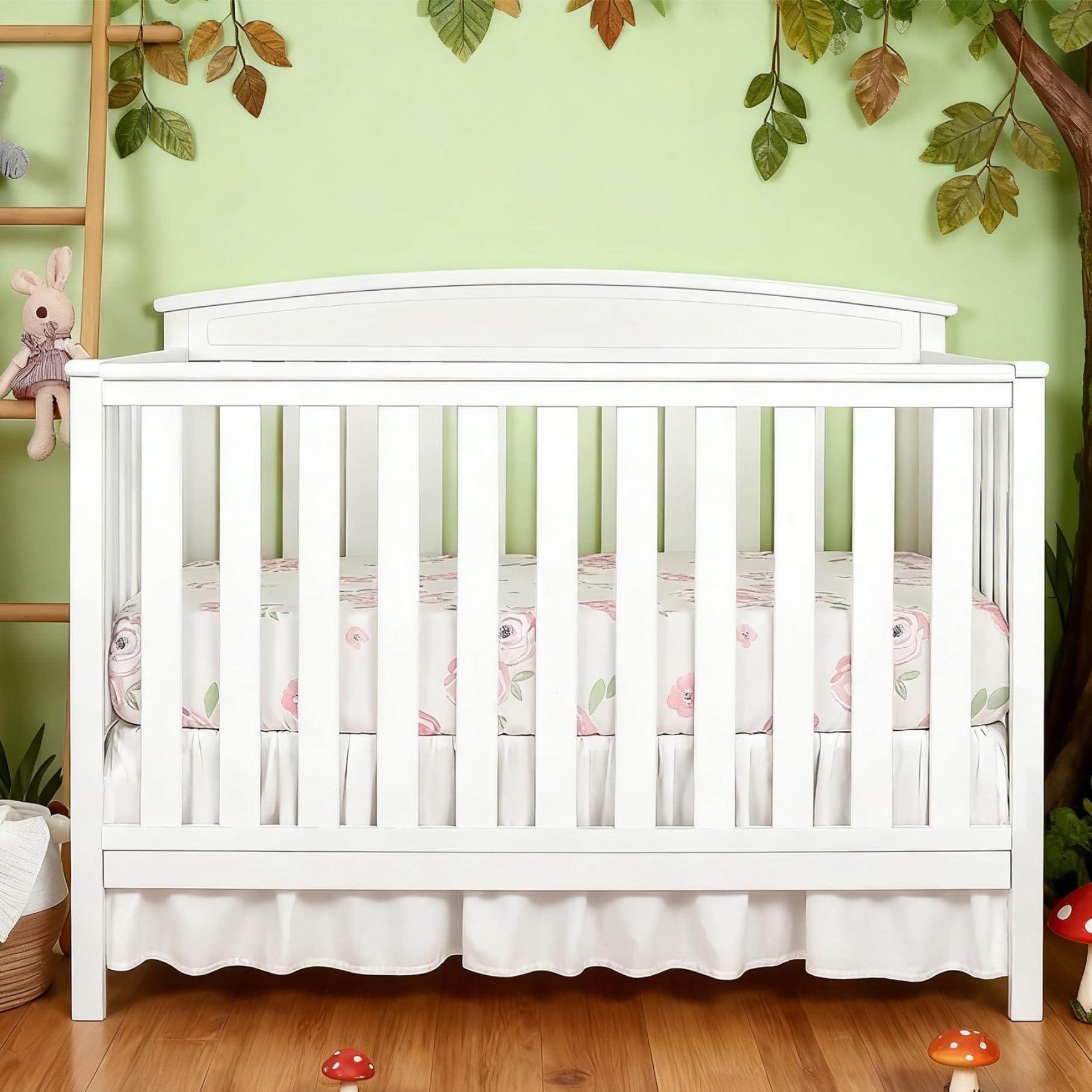 Gonne bianche per lettino per culla, gonna per biancheria da letto per bambini per culla per neonati o ragazzi, 28x52x14 pollici