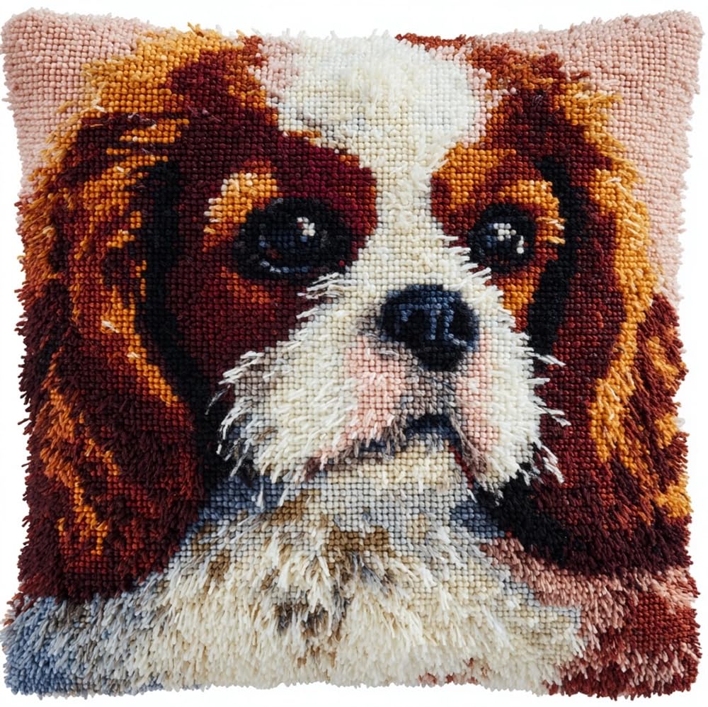 FWRTYCB Latch Hook Kits for Adults Cavalier King Charles Spaniel Dog Latch