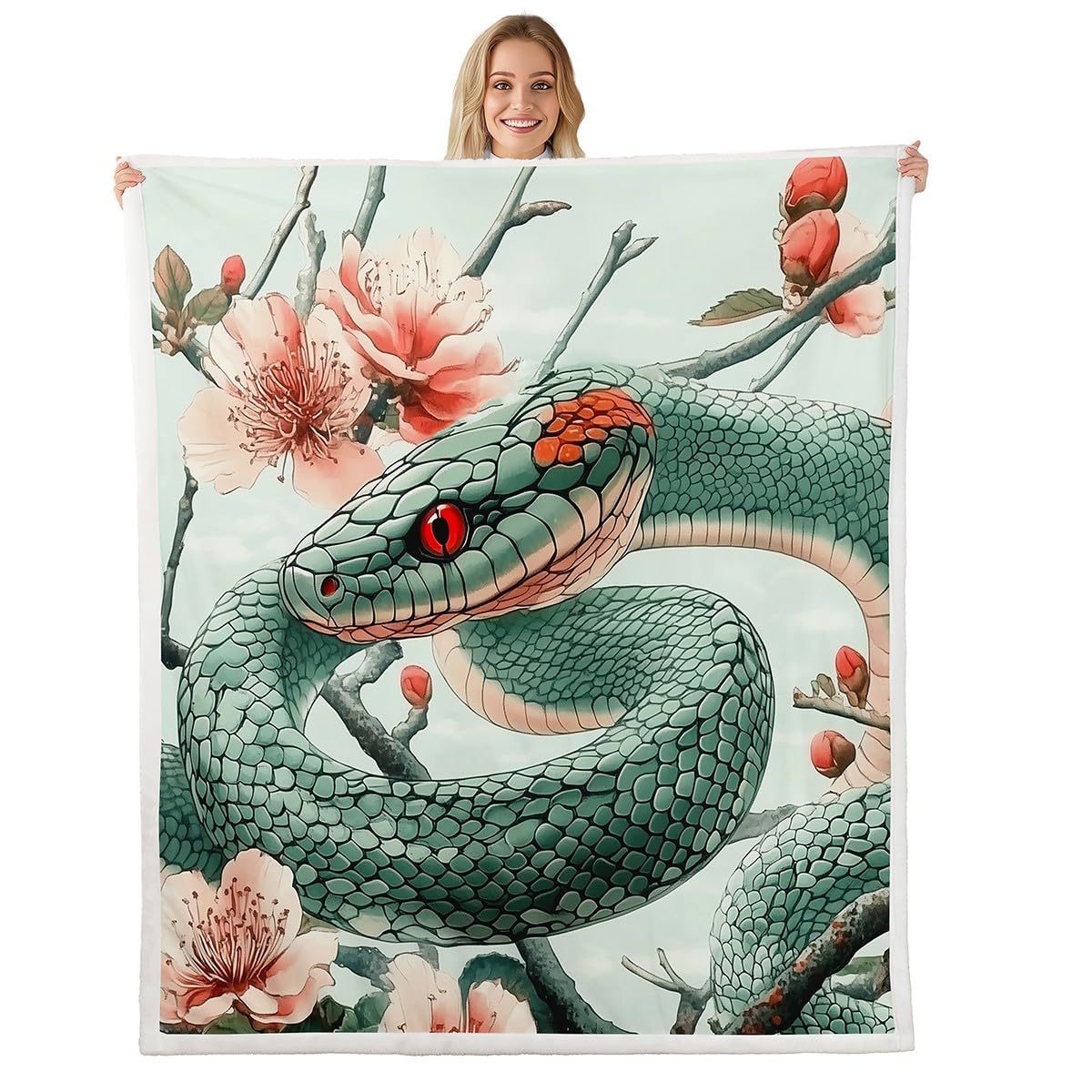 Couverture serpent 3D anti-froid plaid salon chambre motif floral