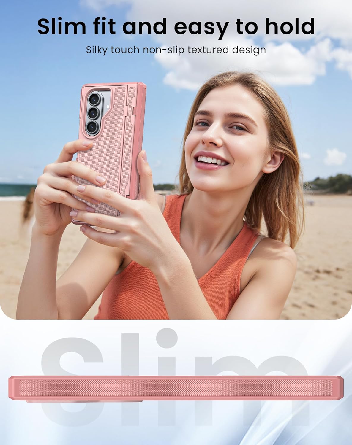 Spugan for Galaxy Z Fold 7 Case, Built-in Hidden Kickstand & Screen Protector & Hinge Protection, Slim Shockproof Military Grade Drop Protective Phone Case for Samsung Z Fold 7 8", Pink