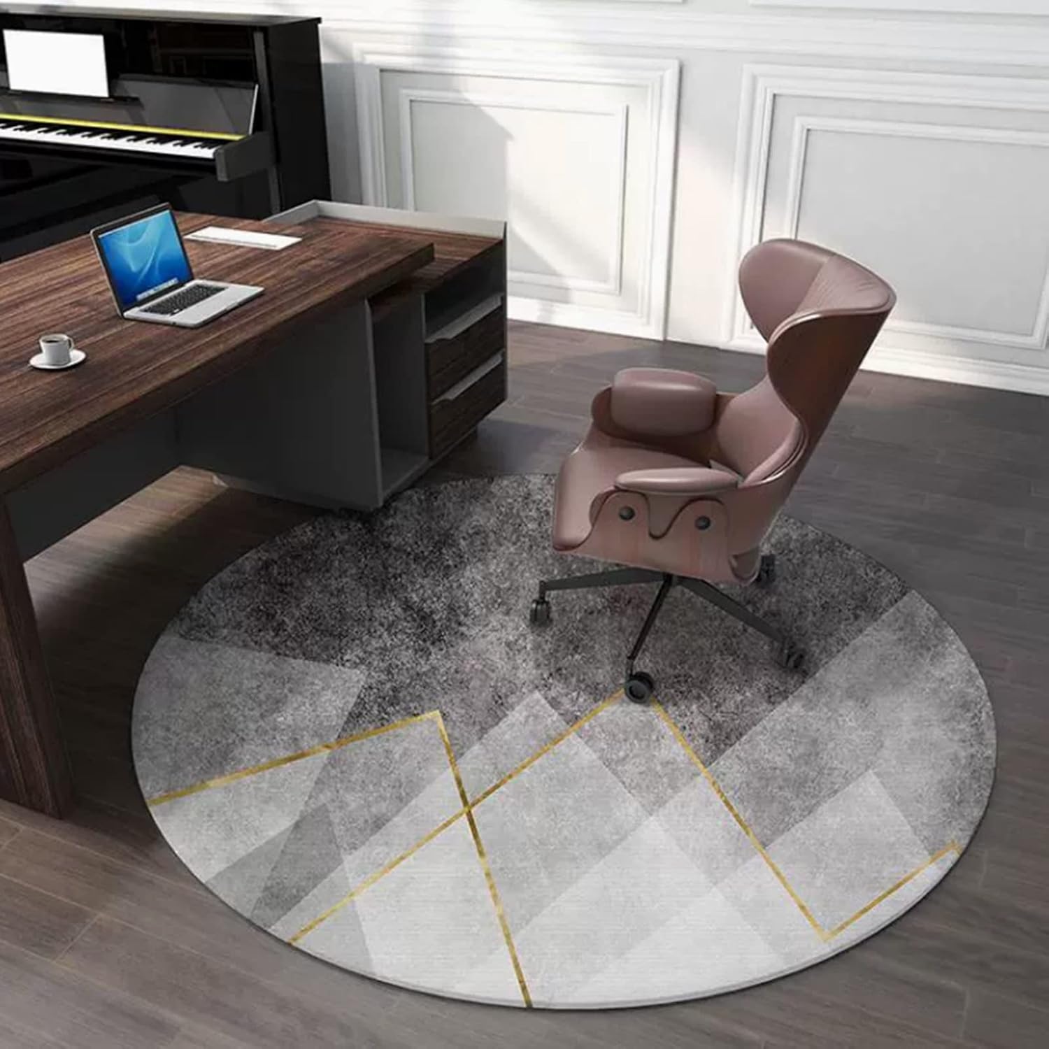 Office Chair Mat for Carpet, Desk Chair Mat, Easy Care Round Short Pile Floor Mat, Wear Resistant And Anti Scratch Floor Protection For Wheelchair Office/Living Room/Bedroom ( Color : F , Size : 100CM