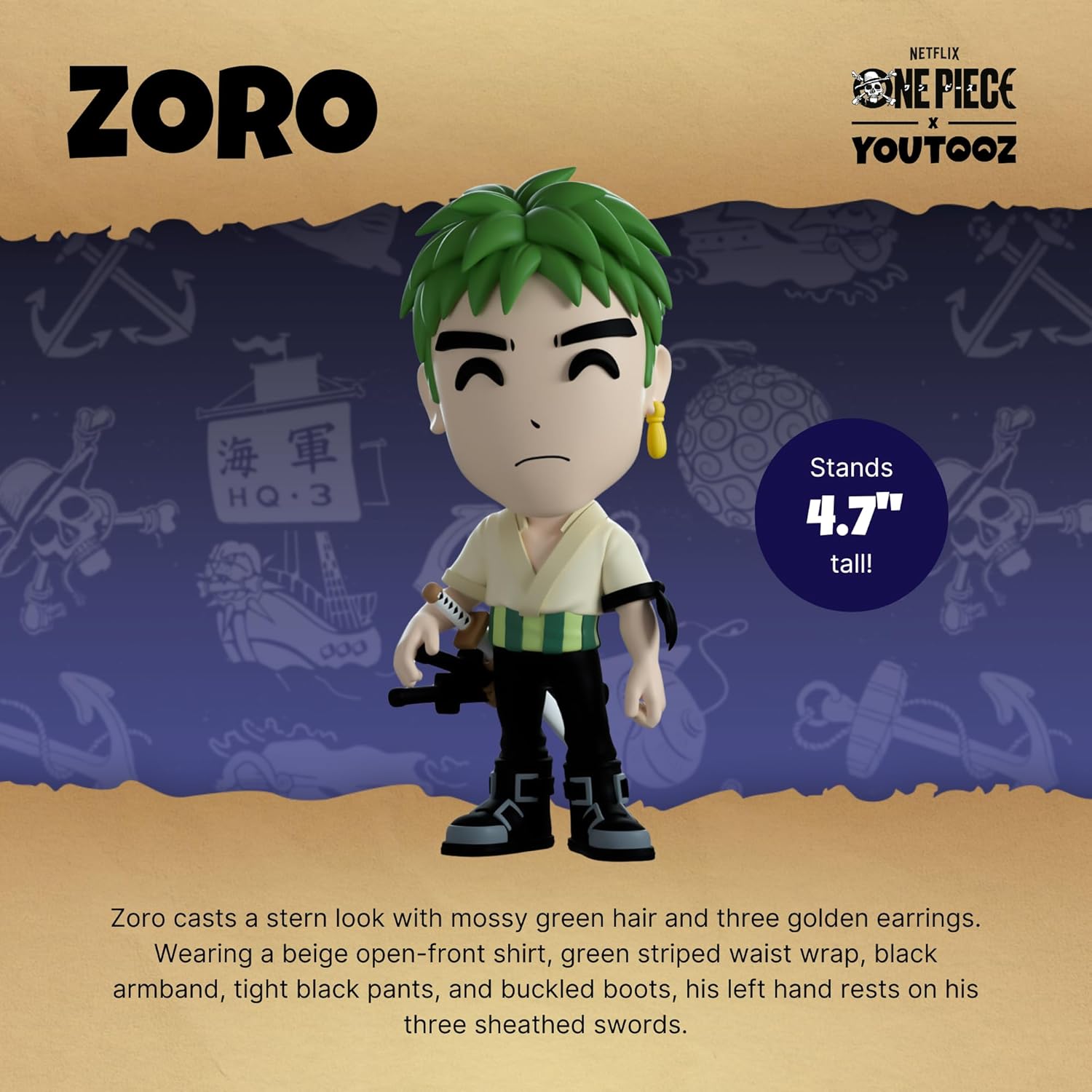 Youtooz Zoro 4.7" Collectible Figure - One Piece Anime Collection