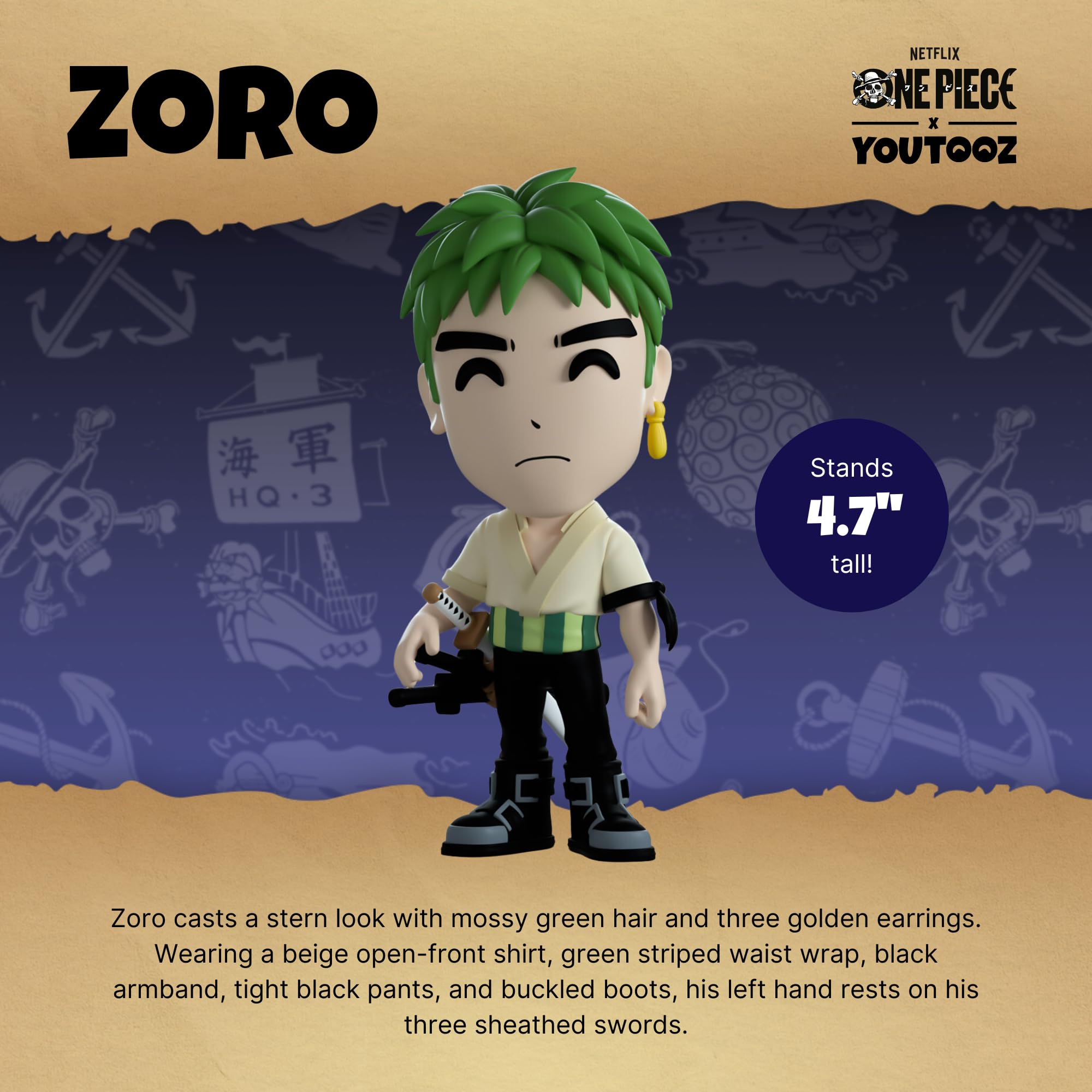 Youtooz One Piece Vinyl figurine Roronoa Zoro 11 cm, Multicolor - Image 2