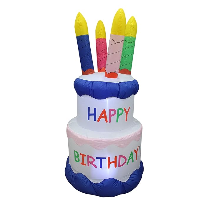 Buy 6 Foot Tall Inflatable Happy Birthday Cake with 4 Candles Outdoor