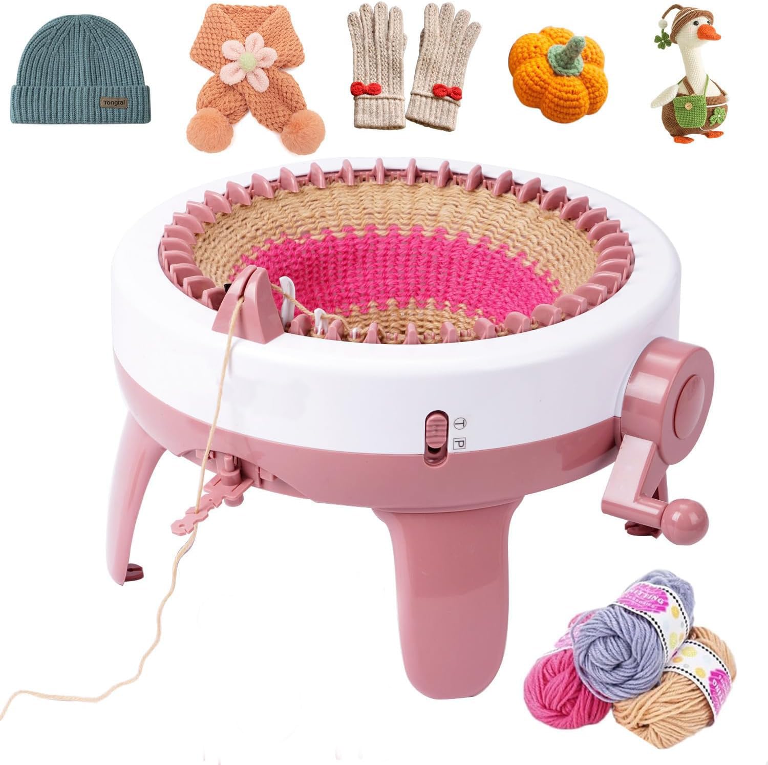 GEMSY 40 Needle Knitting Machine – Smart Circular Knitting Loom, Double Knit Hand Crank Rotating DIY Knitting Board for Adults & Kids, Easy Crochet Loom for Hats, Scarves, Gloves & Socks-image-11
