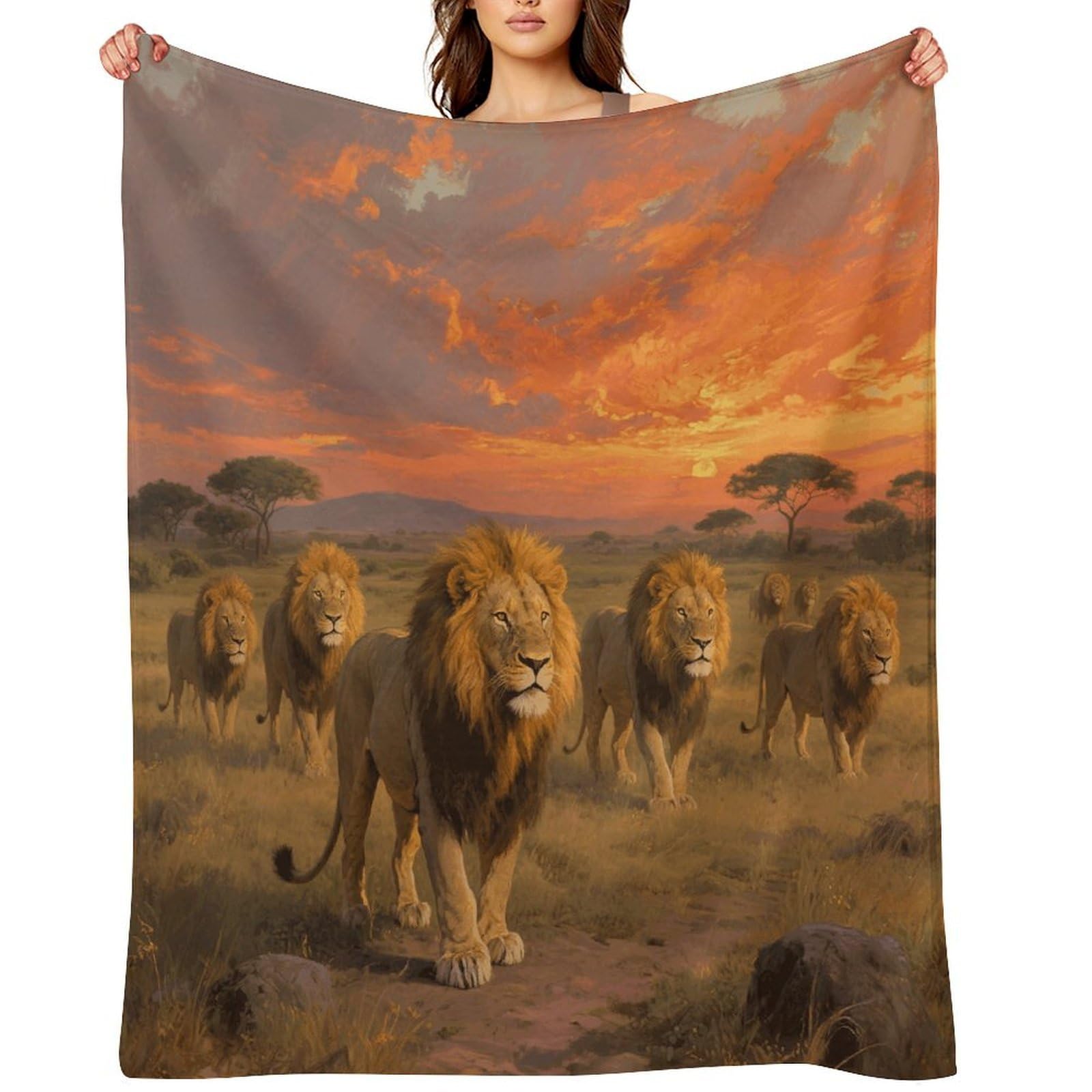 Lion Throw Blanket for Couch and Bed Super Soft Warm Lightweight Throw Blankets Cozy Fuzzy Flannel Blanket Personalized Decorative Blankets for Sofa Decor 30"x40"