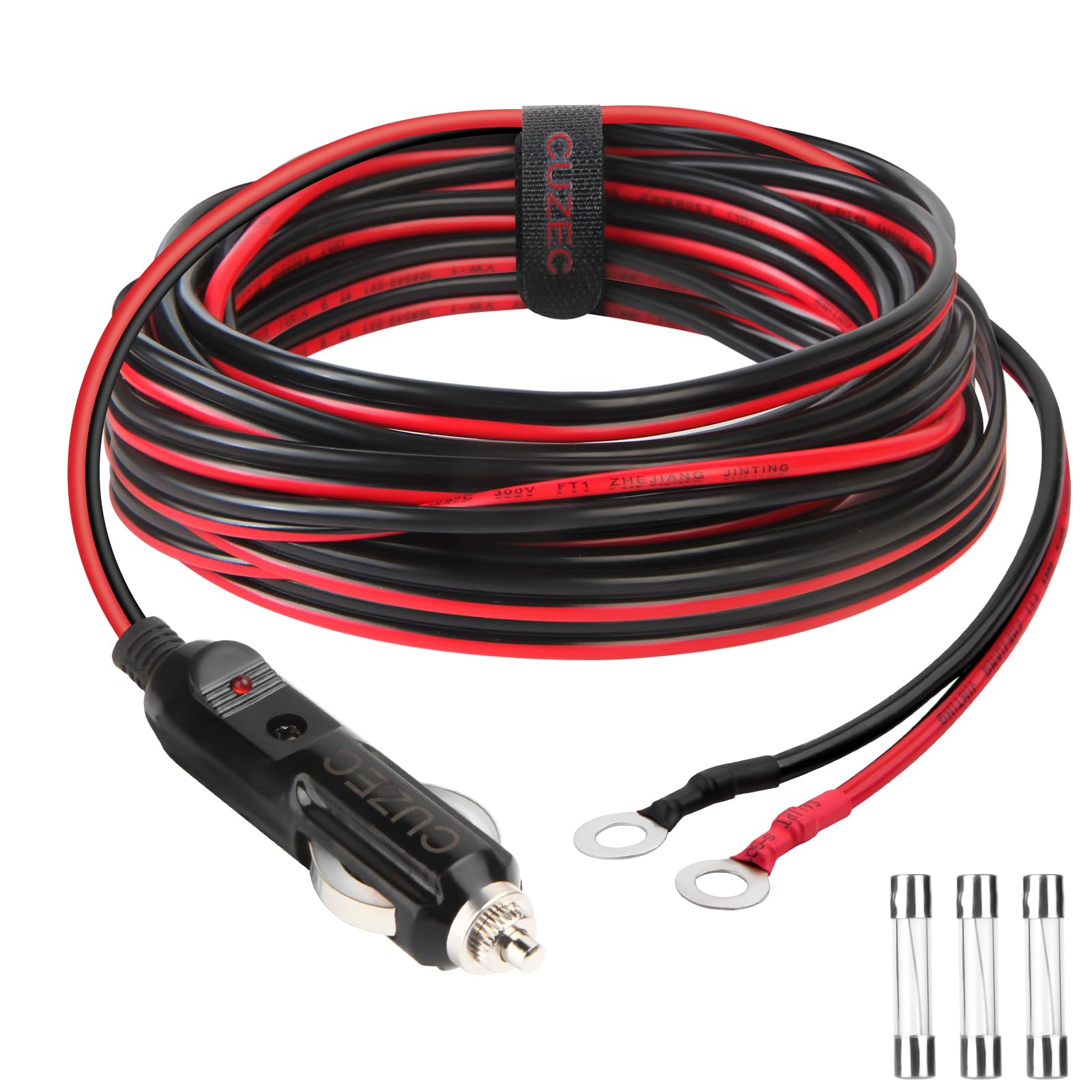 CUZEC Heavy-Duty 14AWG 20A Male Plug Cigarette Lighter Adapter Power Supply Cord with 14ft / 4.27m 14 AWG Cable Wire for Car Inverter Air Pump