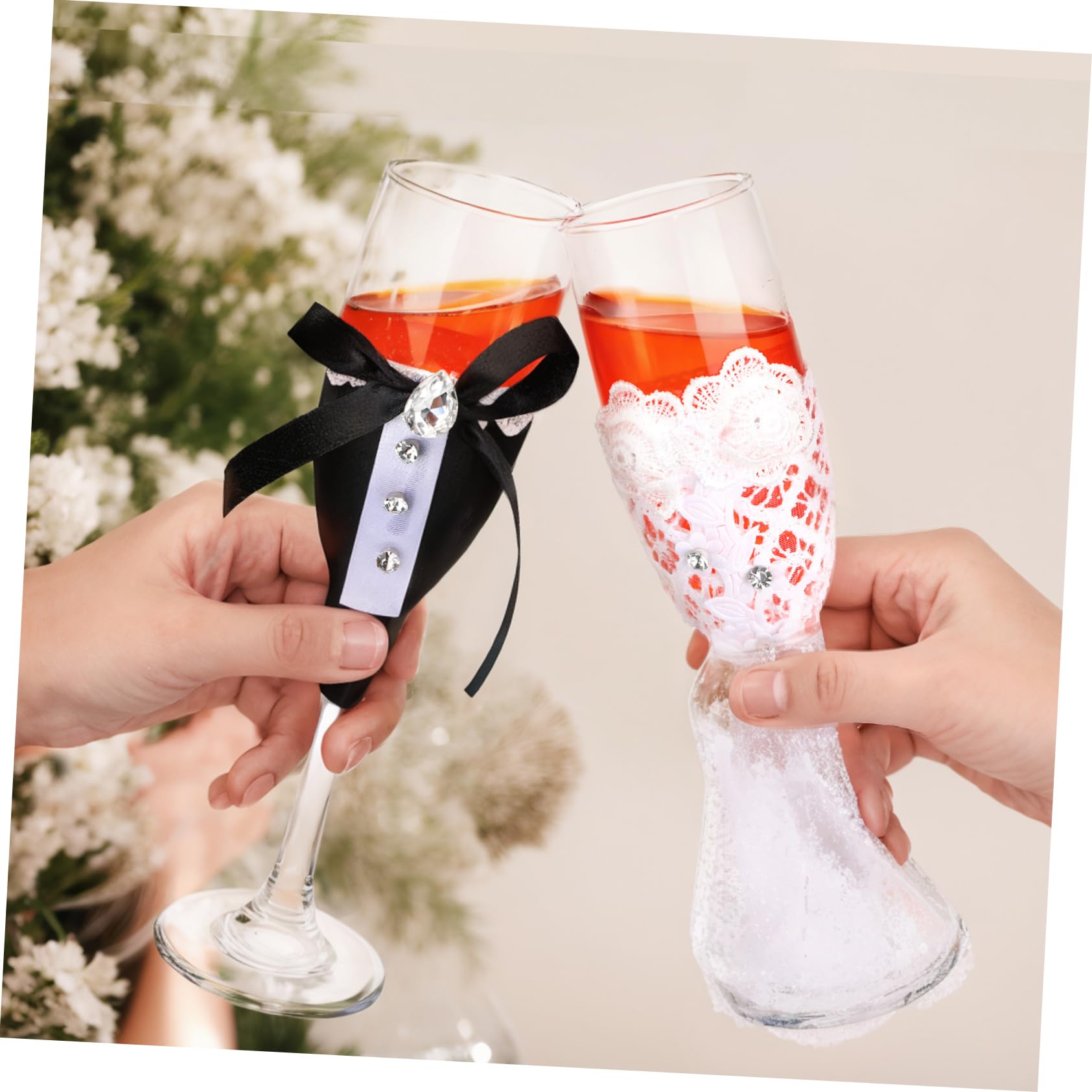 POPETPOP Copas de Boda, Juego de 1 Set en Vidrio para Brindis Nupcial | Diseño Elegante, Borde Redondeado y Agarre Cómodo, para Celebraciones y Fiestas, Detalle para Novios