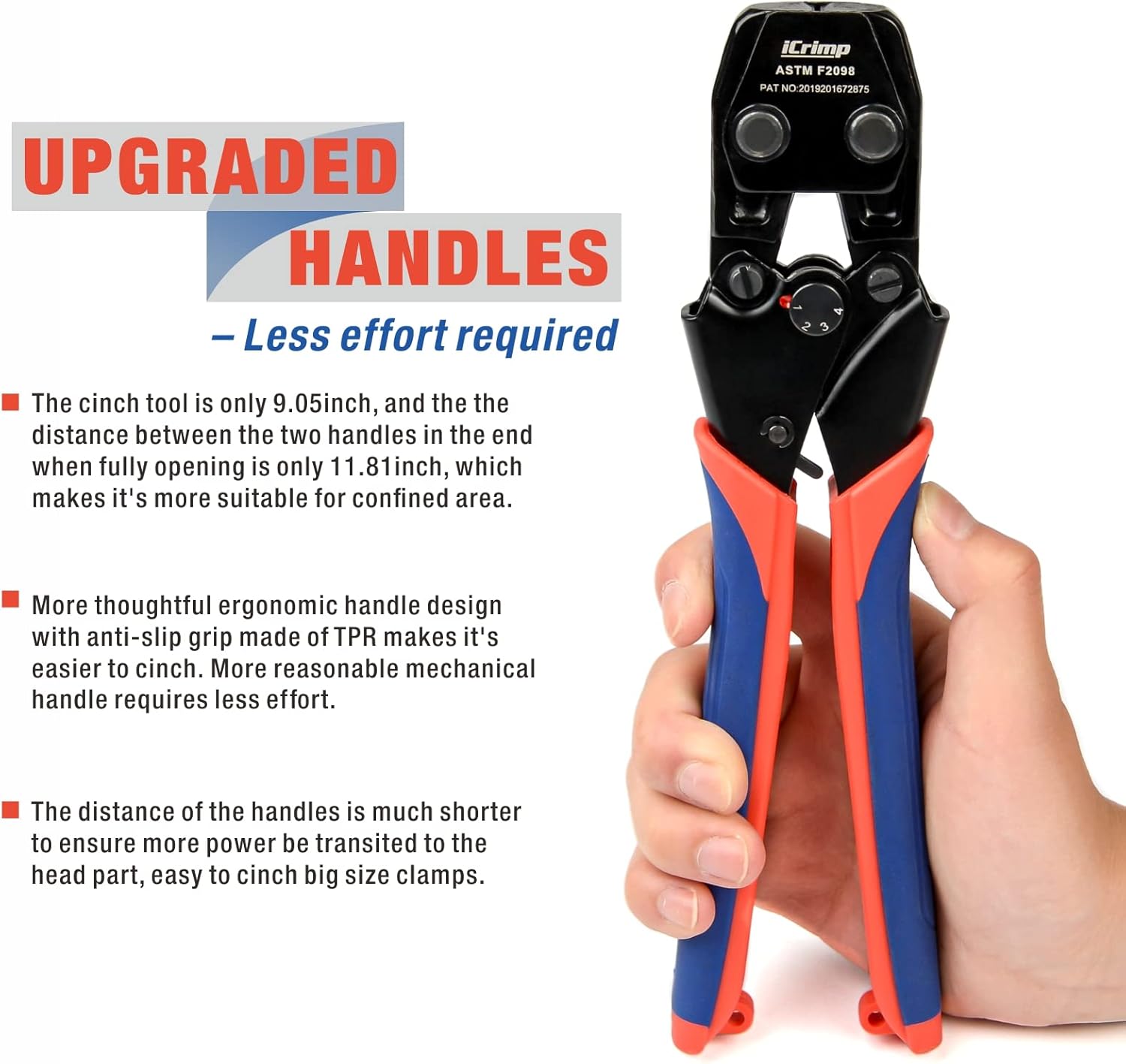 iCrimp PEX Pipe Quick Cinch Tool Set for Stainless Steel Clamp from 3/8-inch to 1-inch with Pex Cutter, 20pcs 1/2-inch and 10pcs 3/4-inch Stainless Steel Clamps included