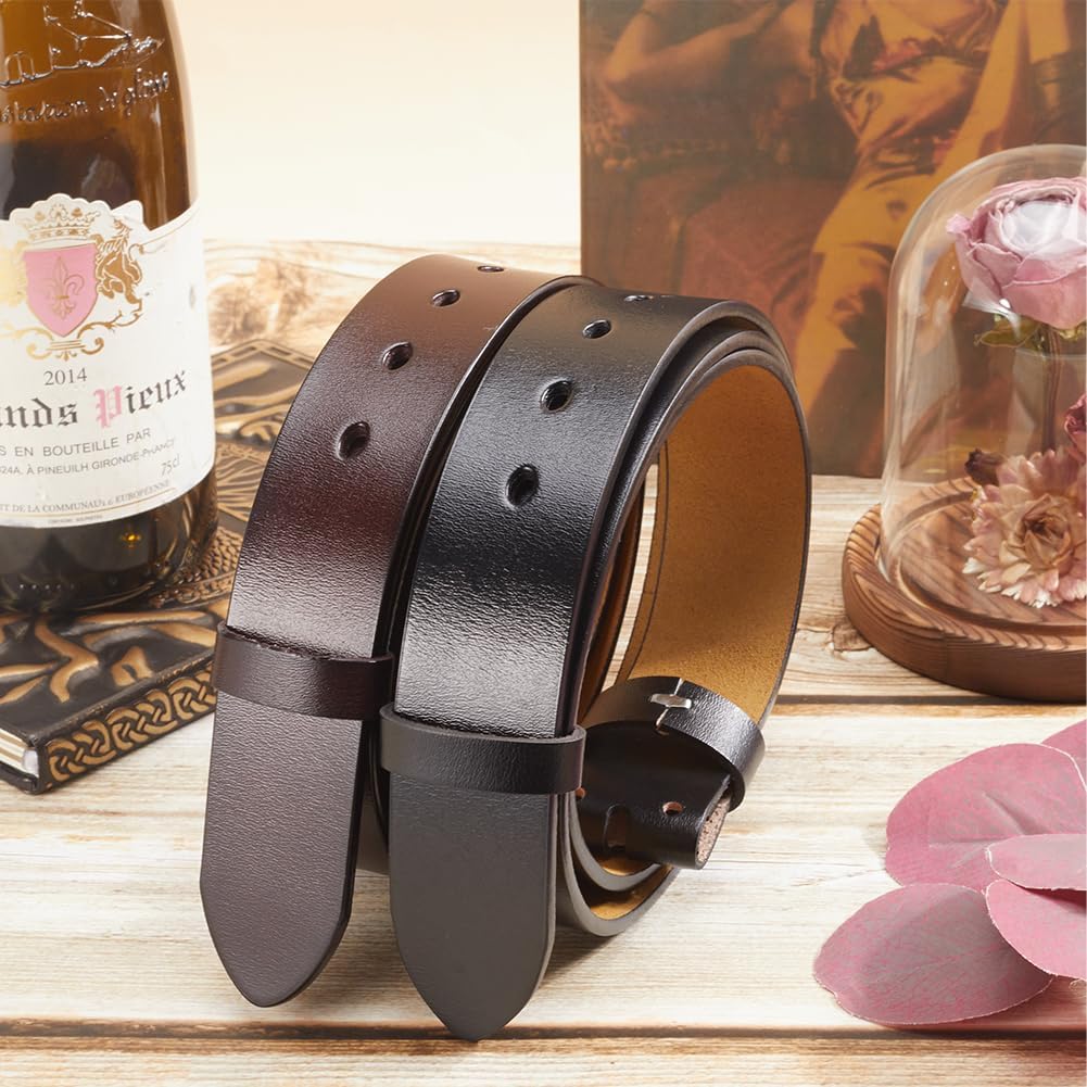 GORGECRAFT 49 Inch Cowhide Belt Strap Replacement 1-1/2"(38mm) Wide Genuine Leather Western Men's Waist Belt Strap Accessories without Buckle with Iron Screws for Casual Jeans Dress Black