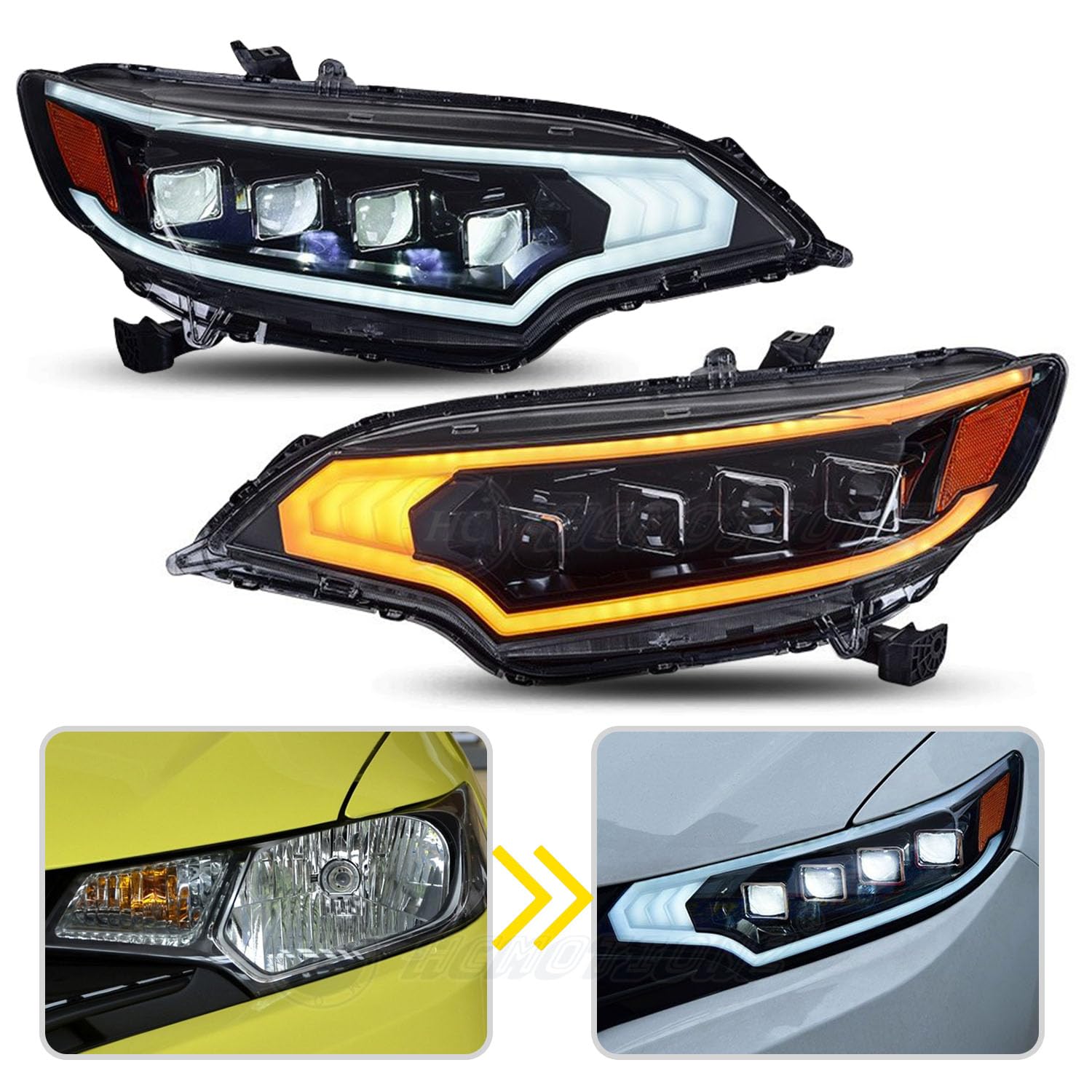 Amazon | HCMOTIONZ ホンダ・フィット 3代目 GK3/4/5/6型 4眼LED