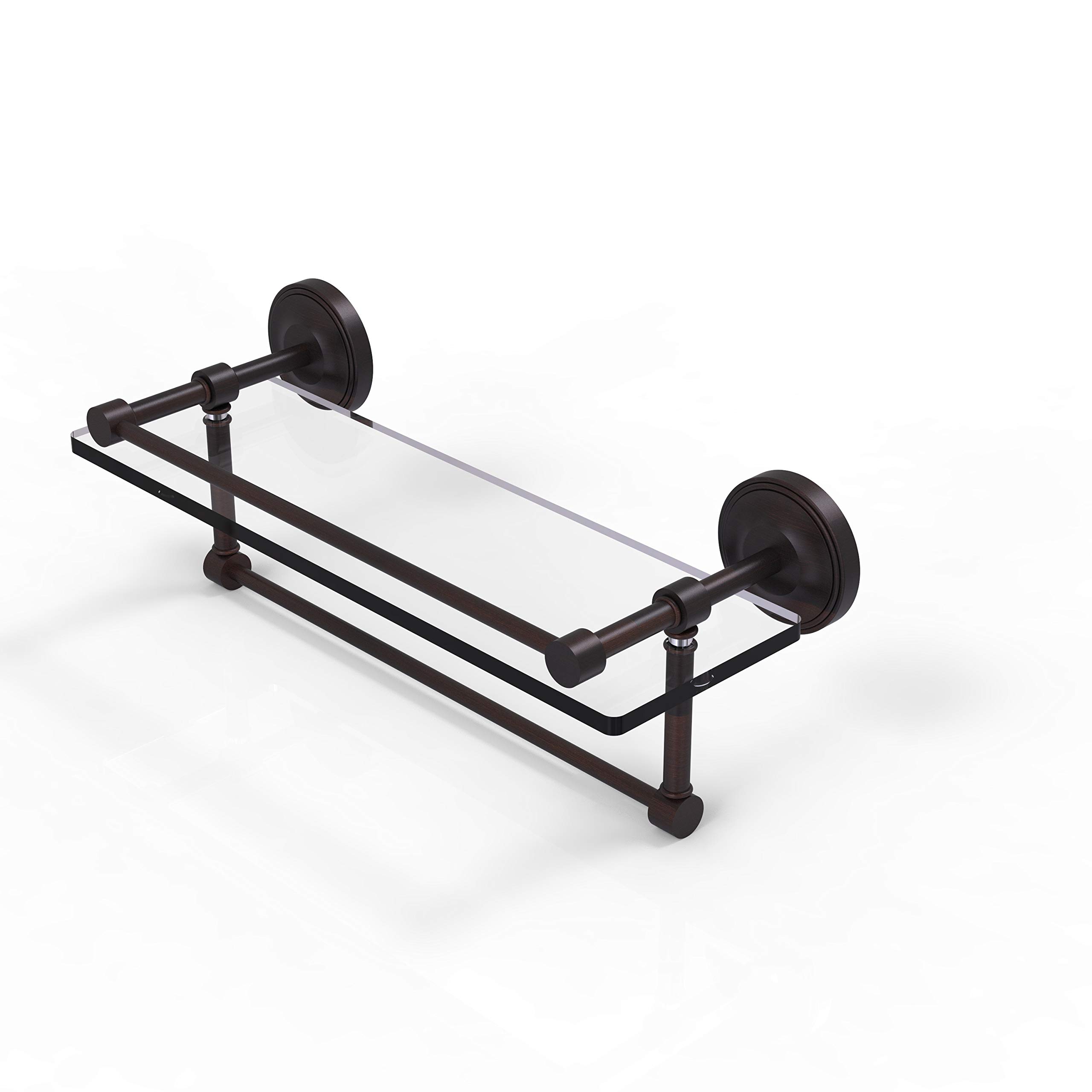 Allied Brass PRBP-1TB/16-GAL-VB 16 Inch Gallery Towel Bar Glass Shelf, Venetian Bronze