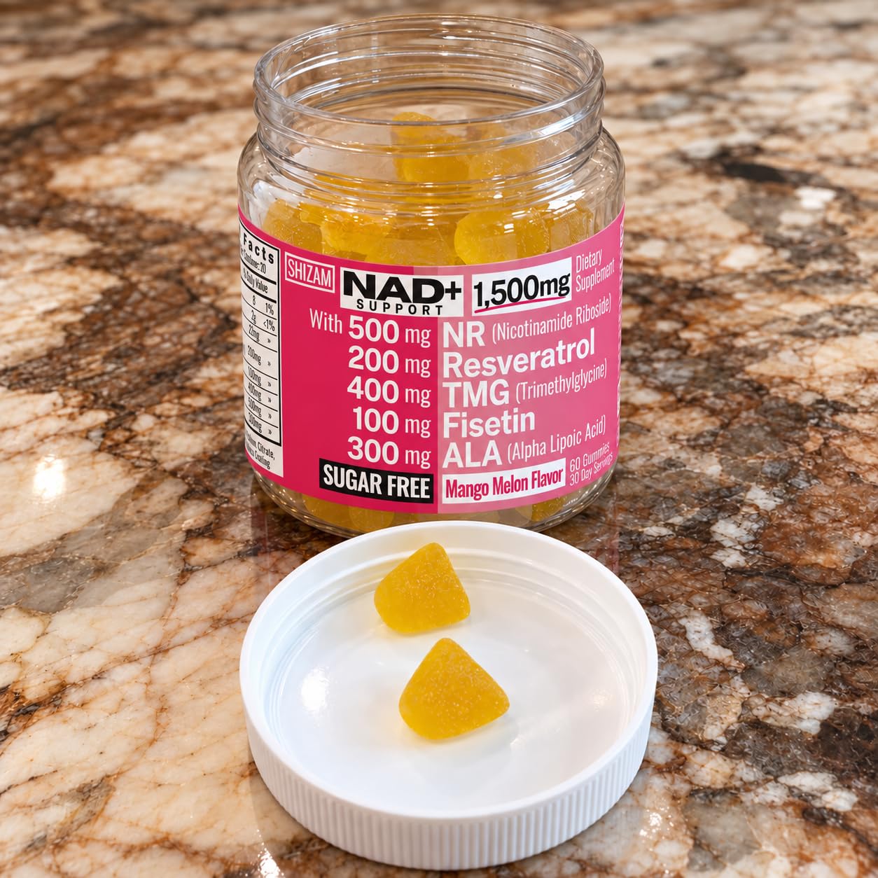 1500mg NAD+ Sugar Free Gummies | NAD + Plus NR TMG ALA Trans-Resveratrol Fisetin Supplements | Nicotinamide Riboside Trimethylglycine Alpha Lipoic Acid Betaine Pills Capsules Tincture Supplement Alt — Amazon image 8
