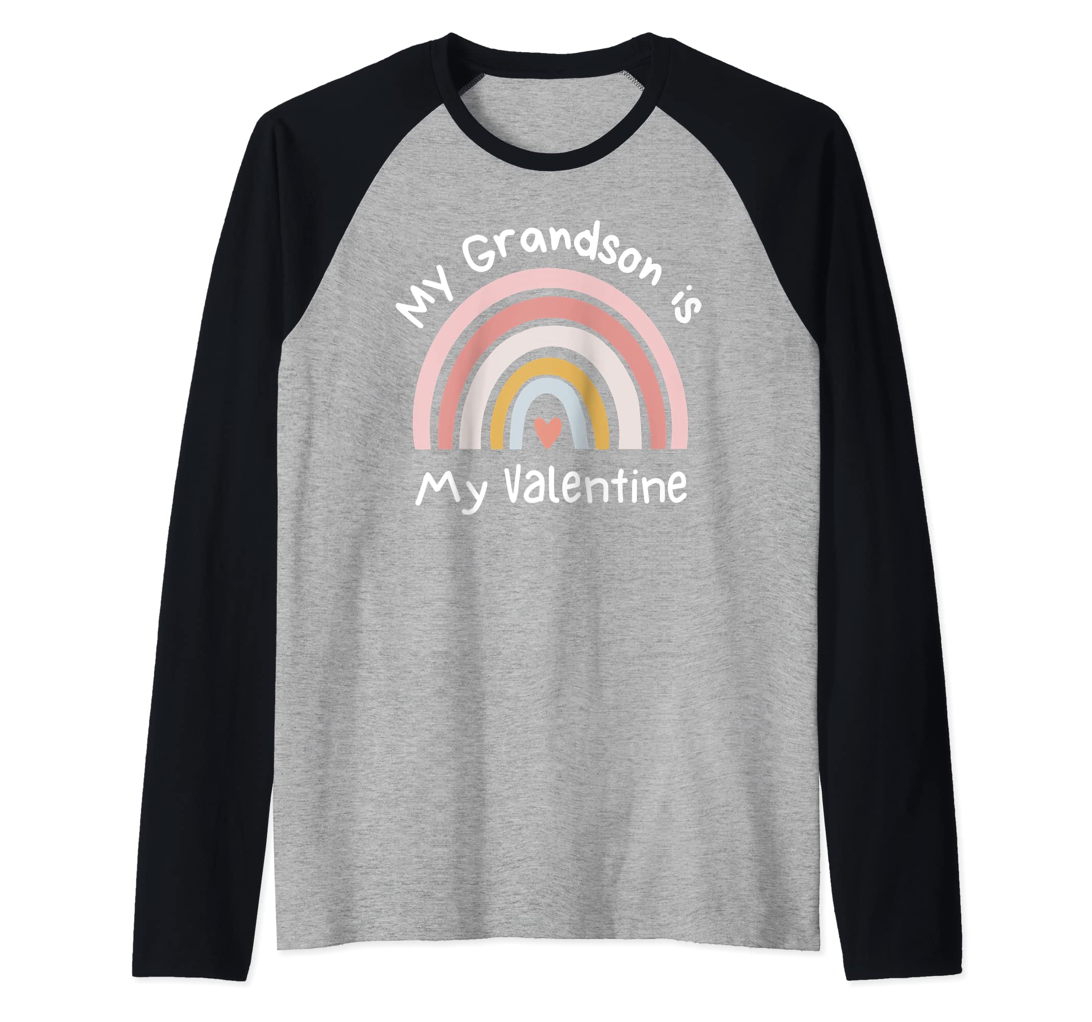 Weezdom Teez – My Grandson is My ValentineMy Grandson is My Valentine Rainbow Minimalist Heart Cute Raglan Baseball Tee