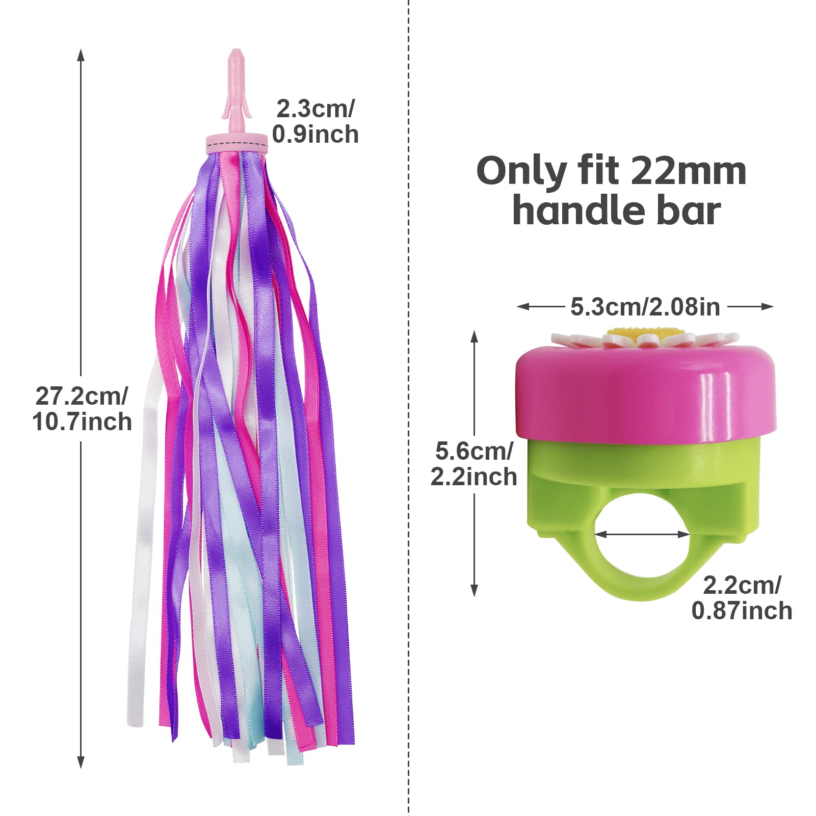 SZXMDKH Campanelli per Biciclette per Bambini, Bici Manubrio Stelle Filanti Streamers, Campanello per Bici Accessori per Bambini, Manubrio Filanti Bicicletta(3 Pezzi)