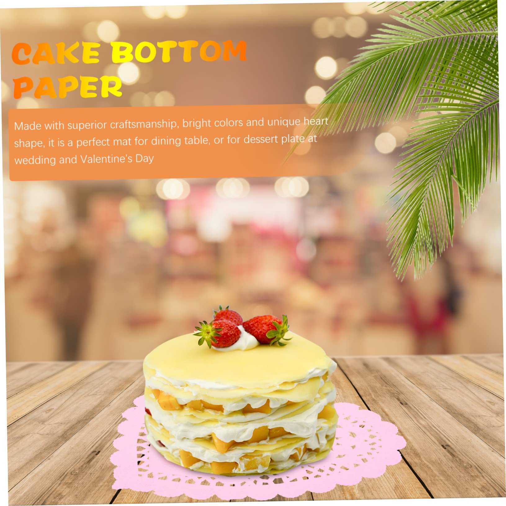 COLLBATH 100Pcs Small Heart Paper Doilies Lace Table Mats for Valentines Day Wedding Decorative Craft Supplies for Tableware and Cake Decoration