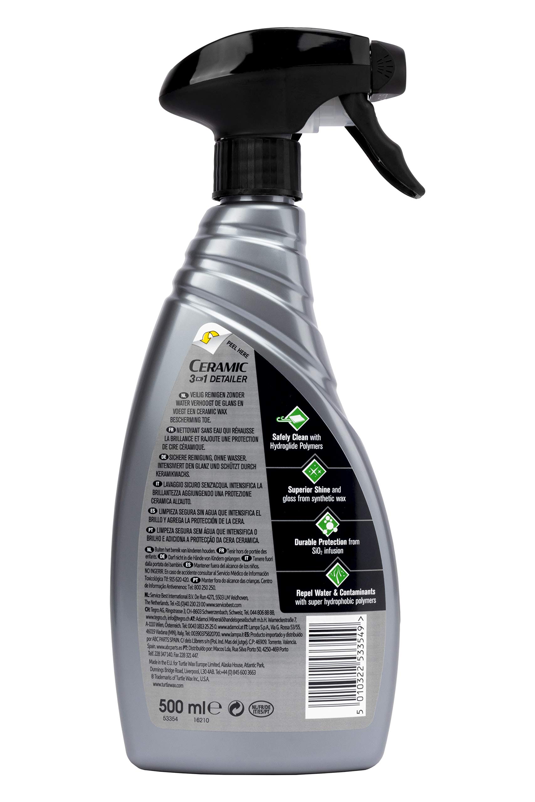Turtle Wax 53353 Schnelles, schützt und glänzt, Hybrid Solutions Keramik Spray Coating Auto Wachs, Schutz für 6 Monate & 53343 Hybrid Solutions Ceramic 3-In-1-Detailer Für Autos 500Ml