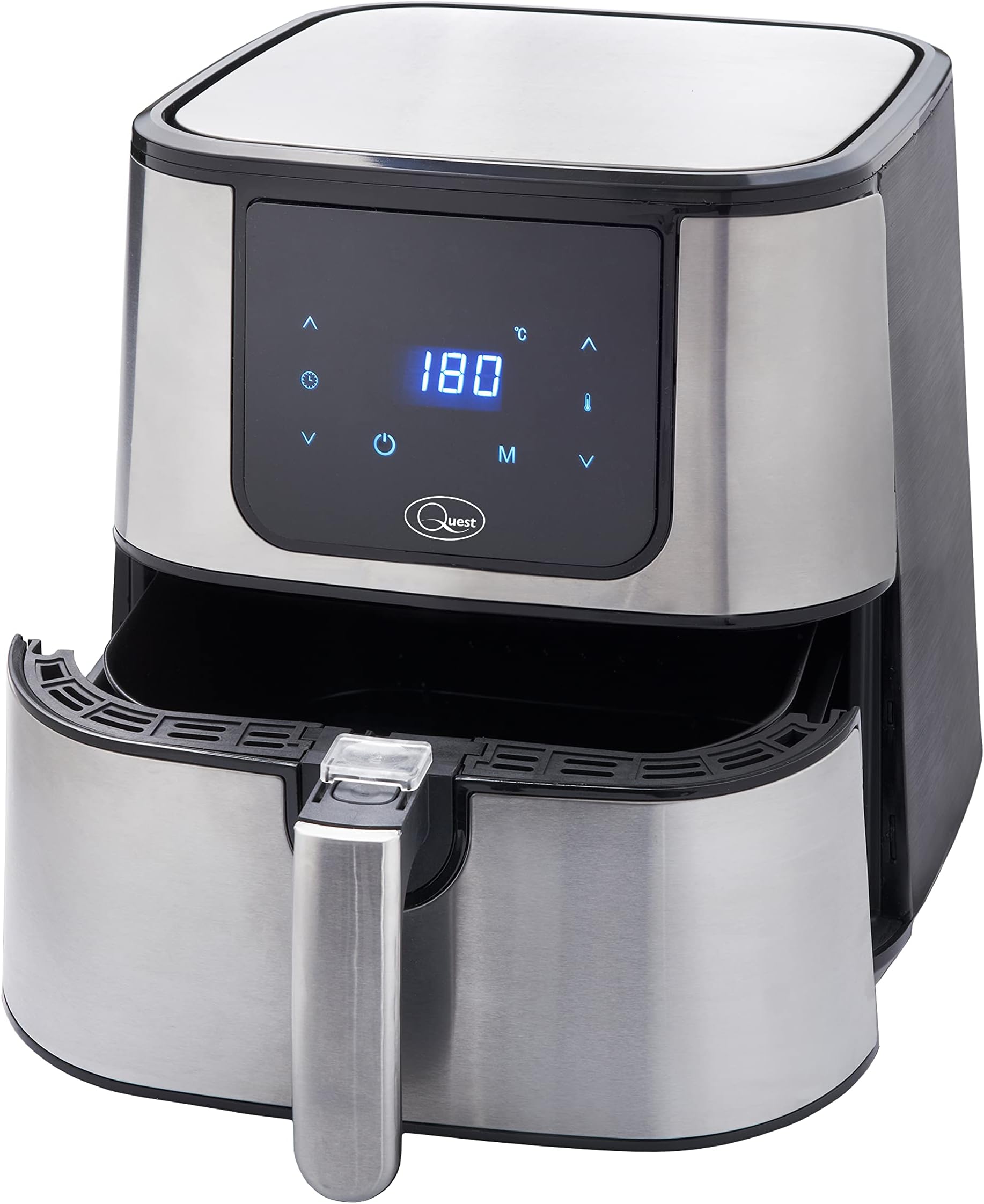 Quest 33889 5.5 Litre Air Fryer/Stainless Steel Materials/Detachable Basket/Non-Stick Coating/Adjustable Thermostat with 60 Min Timer/Easy Operated Digital Display