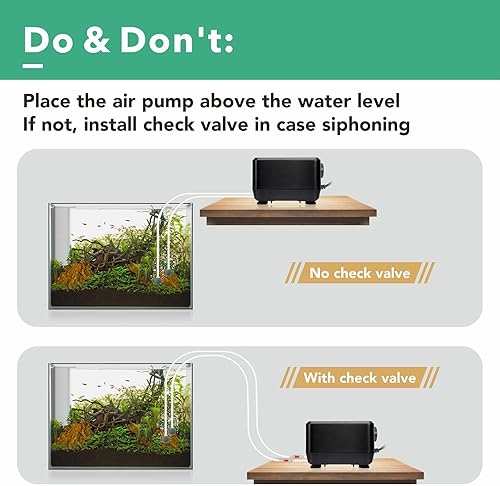 Miniatura 4 de hygger Bomba de aire ajustable para acuario de 5W 10W con 2 puertos para tanque de peces de 20-600 galones, 160 GPH 250 GPH Bomba de oxígeno para