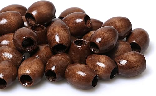 Miniatura 7 de Cuentas de madera ovaladas de 0.669 x 0.551 in con agujero de 0.197 in de color marrón oscuro cuentas sueltas de madera para manualidades, 40