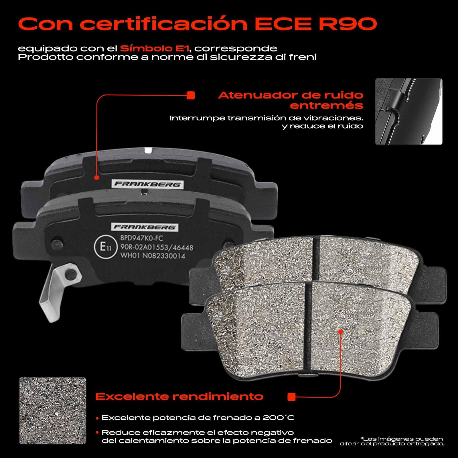 Frankberg 1 juego de frenos incl. 2 discos de freno + 4 pastillas de freno | 43022SWWG01; Compatible con: CR-V IV RM, CR-V III RE
