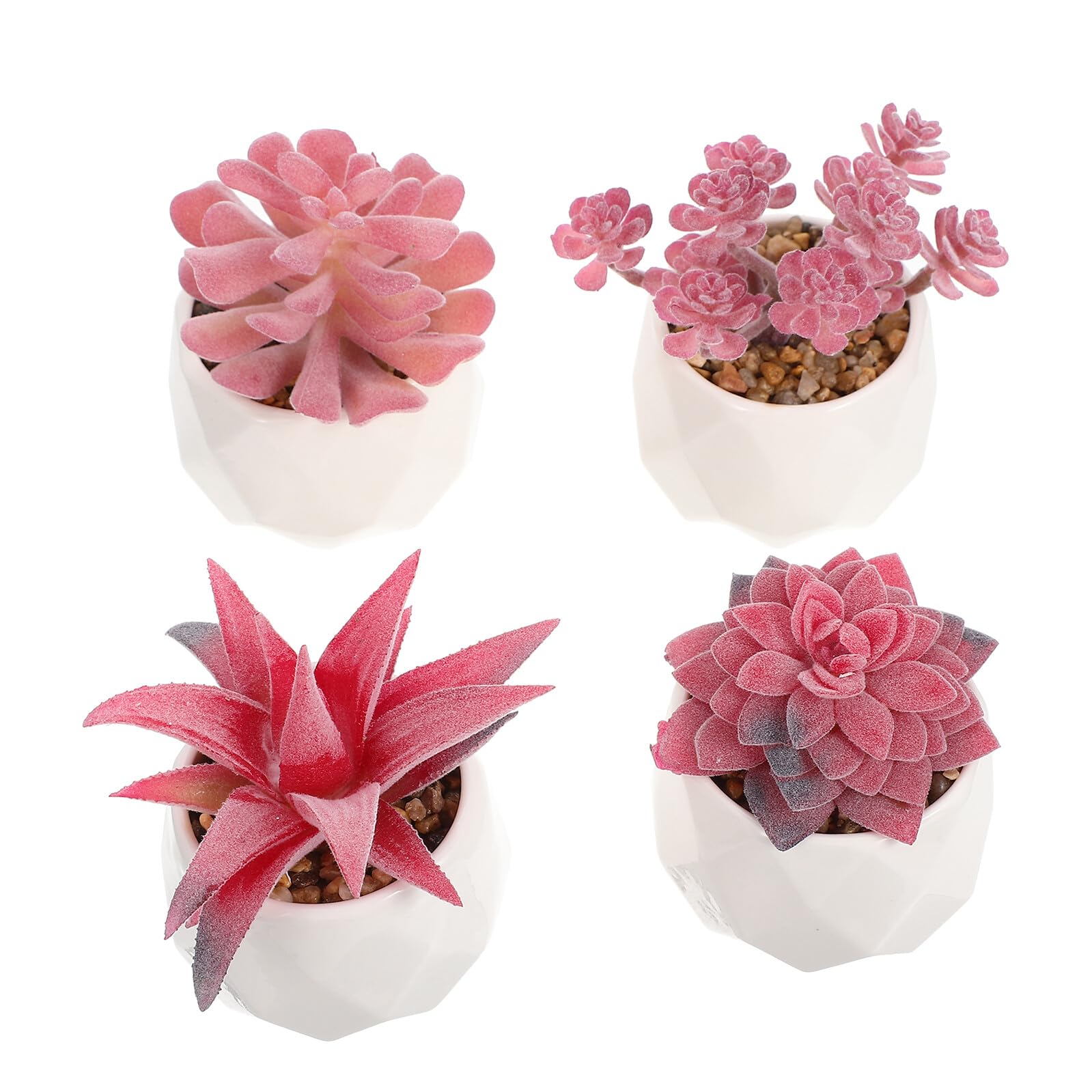 Faux Bonsaï Succulentes Artificielles en Céramique OUNONA Lot de 4 Plantes