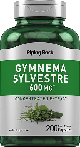 Piping Rock Gymnema Sylvestre Suplementos 600 mg | 200 Cápsulas | Extracto de hierbas concentrado | Sin OMG y sin gluten