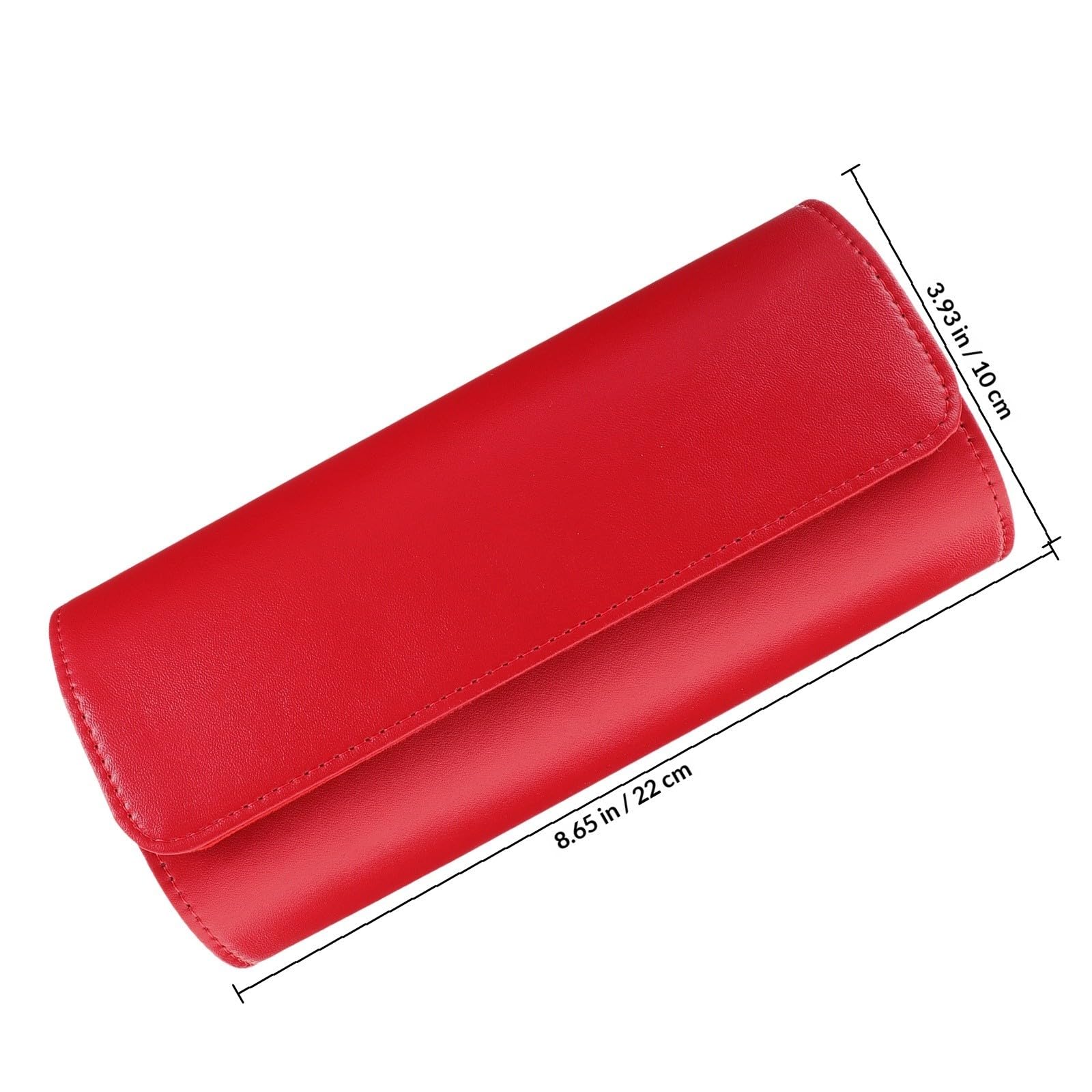 SHINEOFI Estuche Enrollable para Relojes de Cuero Rojo 3 Compartimentos