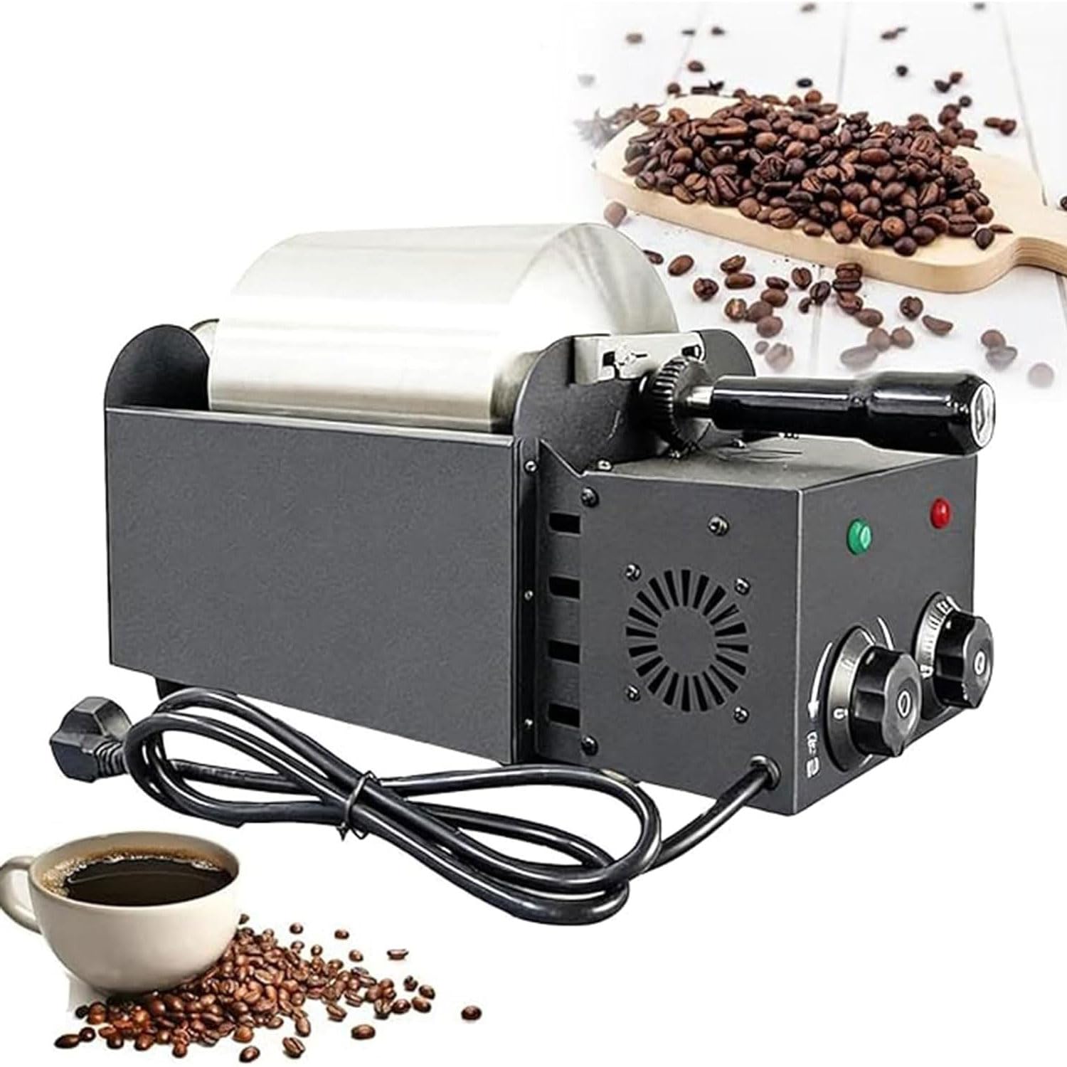 ZMJGLL Peanut Roaster - Electric Drum Roaster with Adjustable Speeds and Temperatures up to 200°C, Lightweight for Home and Restaurant Use