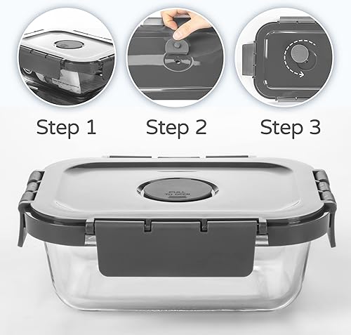 Miniatura 10 de HAKEEMI Paquete de 10 recipientes de vidrio para preparación de comidas, recipientes herméticos de almacenamiento de alimentos con tapas,