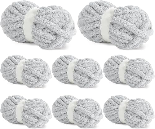 Miniatura 8 de BALAPET Paquete de 8 hilos de felpilla gruesos para ganchillo y tejer, 31.7 yardas de 8 onzas cada madeja, juego de hilo de felpa de terciopelo