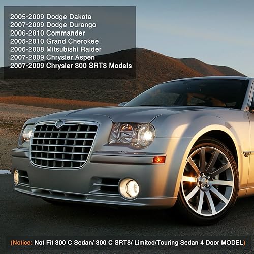 Miniatura 4 de Nilight Luz antiniebla para parachoques compatible con Dodge Dakota Durango Jeep Commander Grand Cherokee Raider Chrysler Aspen 300 SRT8