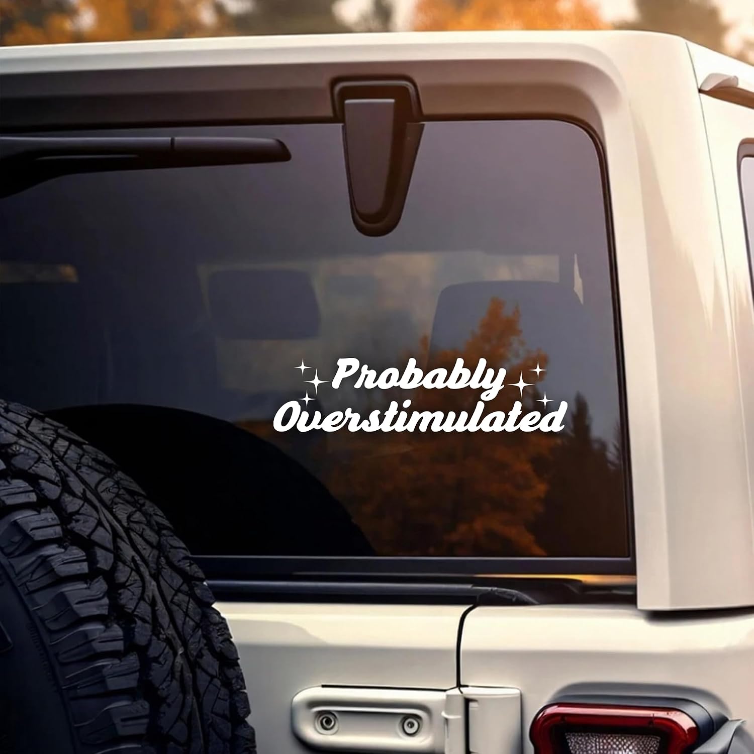 Probably Overstimulated Car Decal, Funny Mental Health, Sarcastic, Anxiety Decals, Vinyl Waterproof 8 inch Bumper Sticker for Trucks Window, Car Accessories Decorations Gifts for Friend Mom Dad
