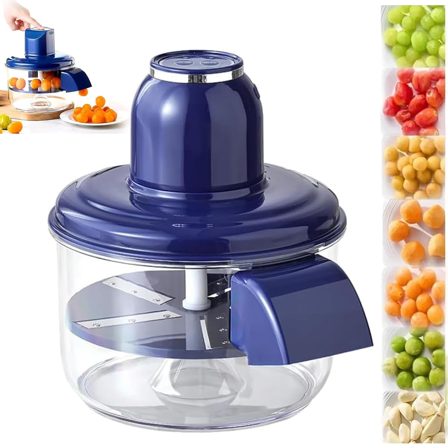 2025 New Automatic Peeling Machine for Fruits and Vegetables, Multipurpose Grape Peeling Machine Garlic Peeler Skin Remover Tool for Small Fruits, Effortless Peeling for Home Kitchen (Blue)