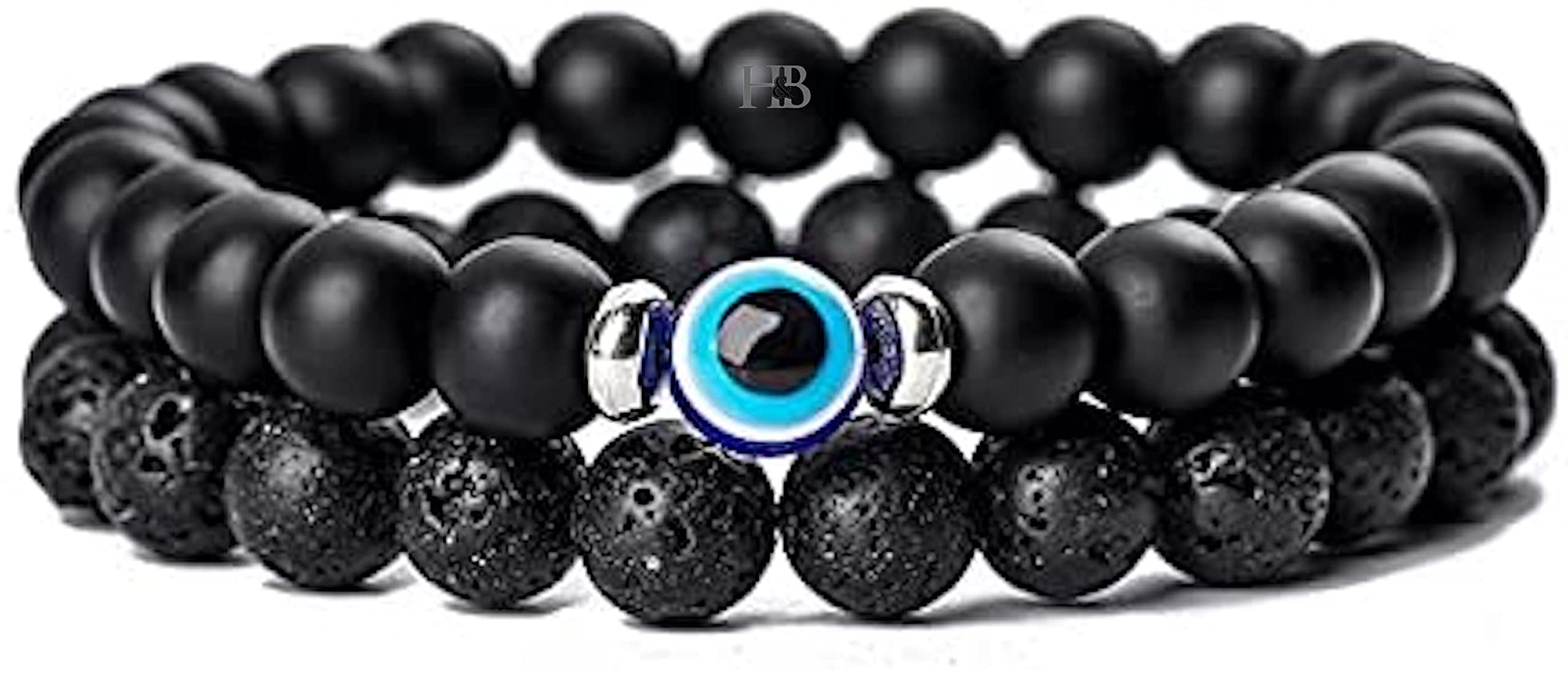 Hot And Bold Evil Eye/Nazar-iya Natural Onyx & Lava Rock Triple Protection Gemstones Crystal Beads Combo Bracelets For Unisex Adult (B0855NLLL7) Amazon Price History, Amazon Price Tracker