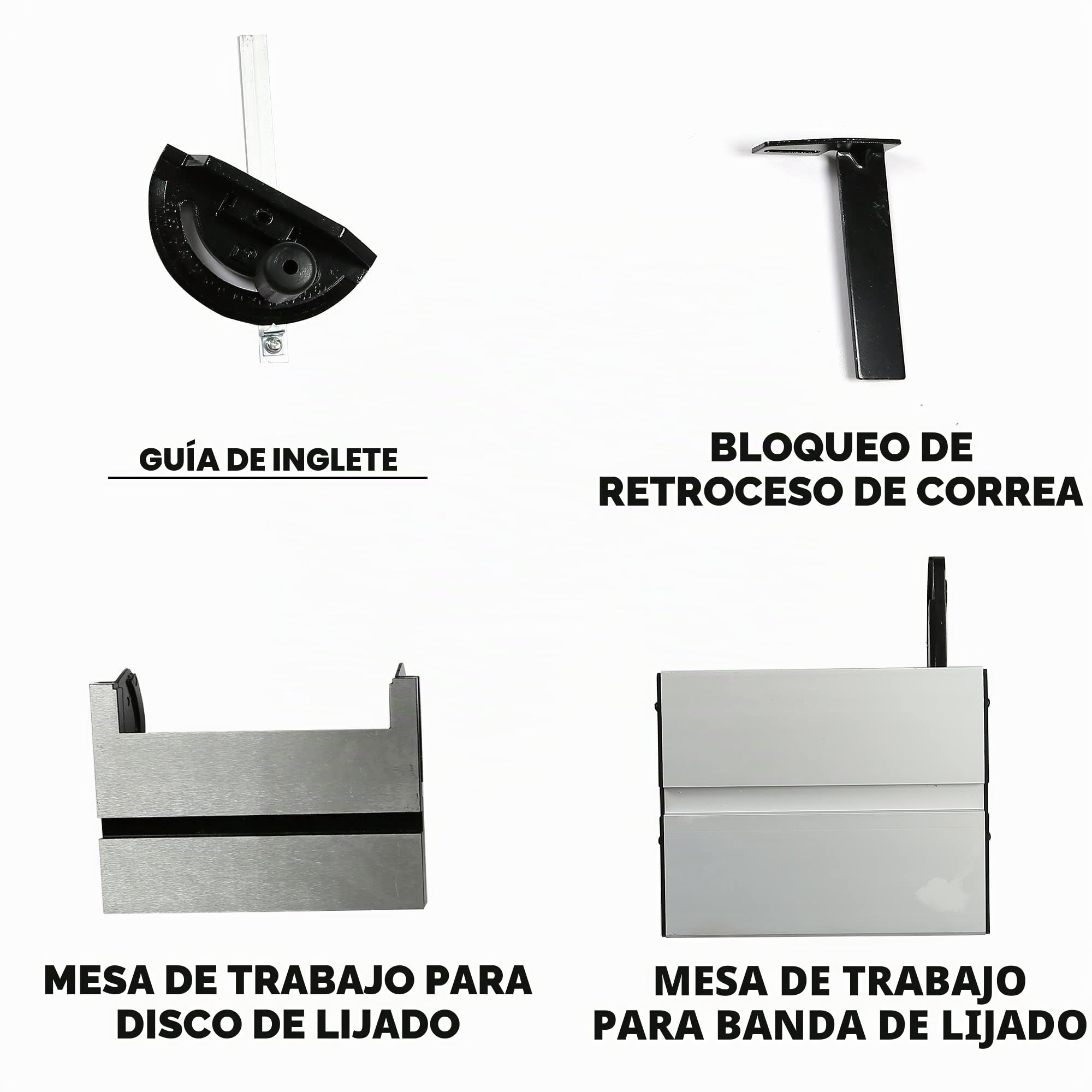 BUCKTOOL Lijadora de banda de 500W con accesorios | Lijadora de banda de lijado 9,2 m/s, velocidad de rotación del disco abrasivo 2980 rev/min | muela Ø 200mm
