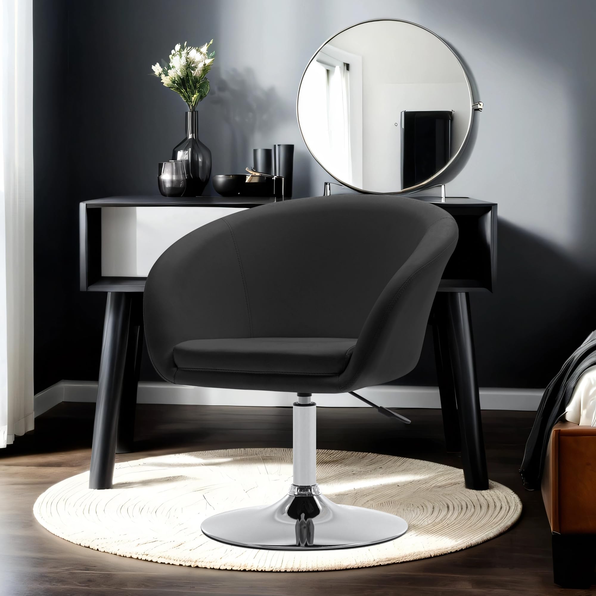 Duhome Sillon Lounge Club Cuero sintético Silla butaca Ajuste de Altura Giratorio seleccion de Color 440, Color:Negro, Material:Cuero Artificial