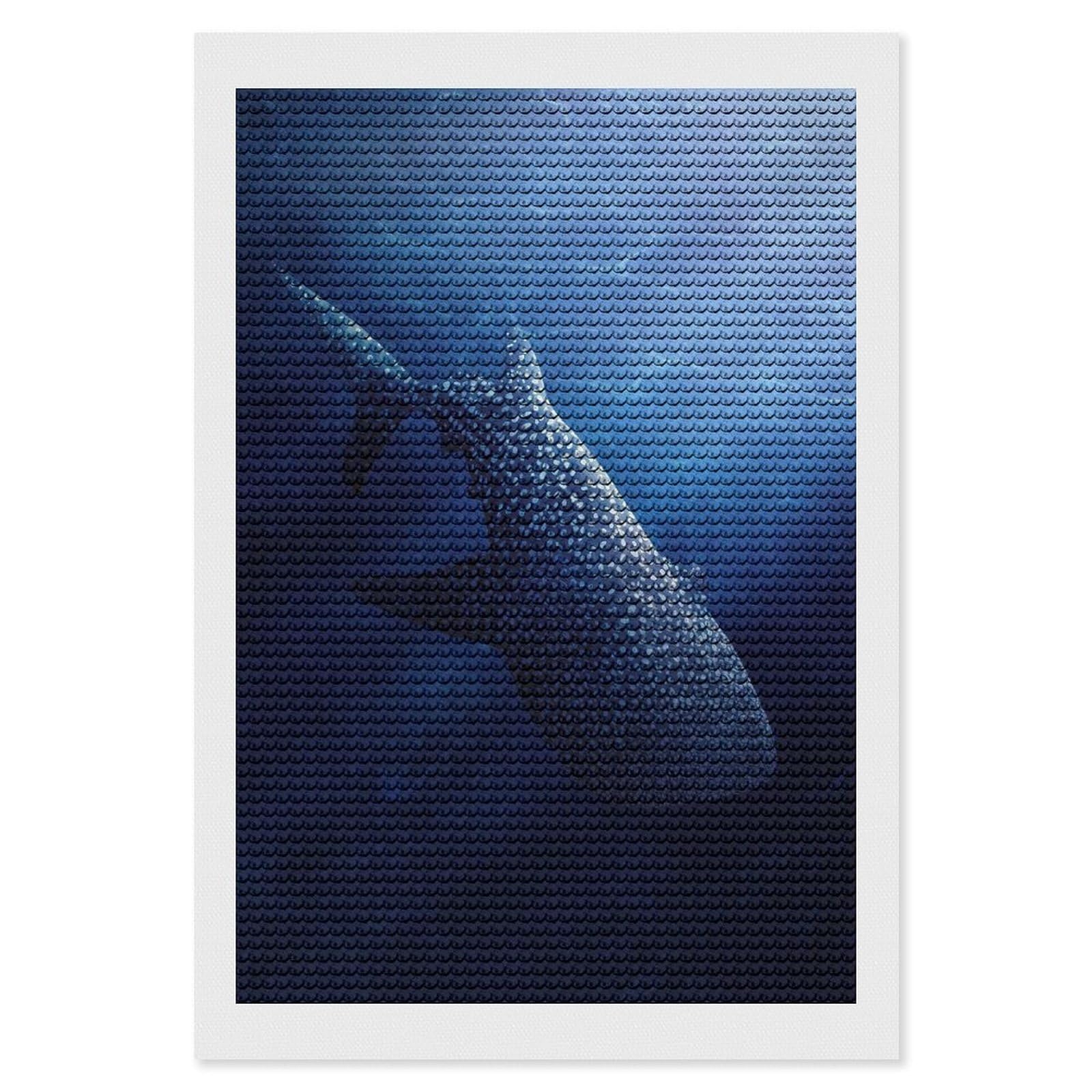Junmoney Whale Shark Graceful Giant DIY Diamond Art Canvas Kit 8"x12", Farmhouse Decor, Vintage Style Decor, Handmade Wall Decor, Canvas Picture