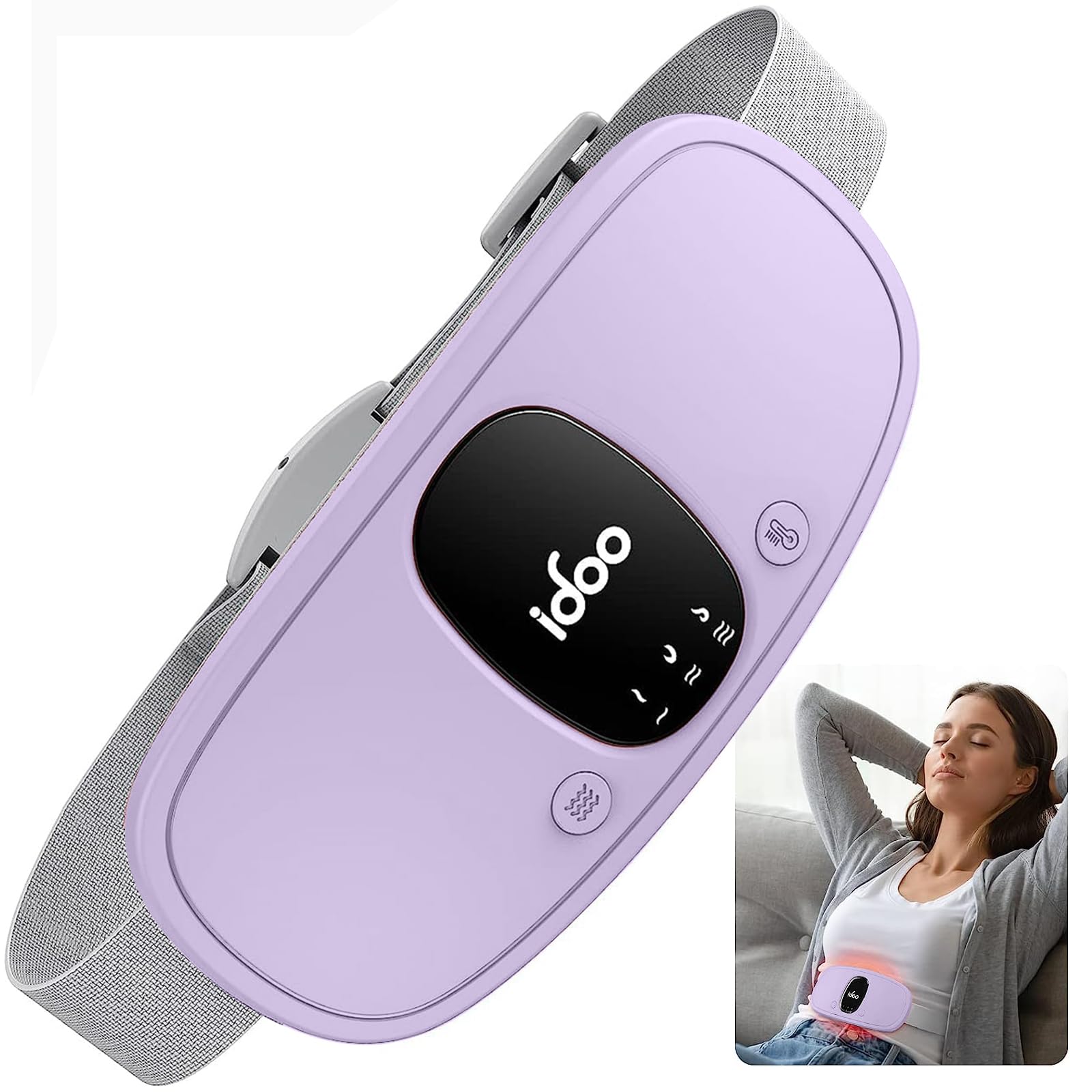 iDOOPortable Heating Pad, FSA Eligible Items Only List, Period Heating Pad with 3 Heat Levels and 3 Massage Modes, Electric Fast Heating Belly Wrap Belt, Gifts for Girlfriend Mom Wife Women (Purple)