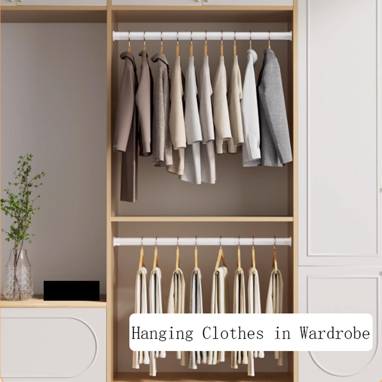 Ohne Bohren Cafehausstange, Teleskopstange Vorhangstange, Bistrogardinenstangen für Badezimmer Fenster Kleiderschrank Balkon Scheibengardinen(265-315.0 cm)