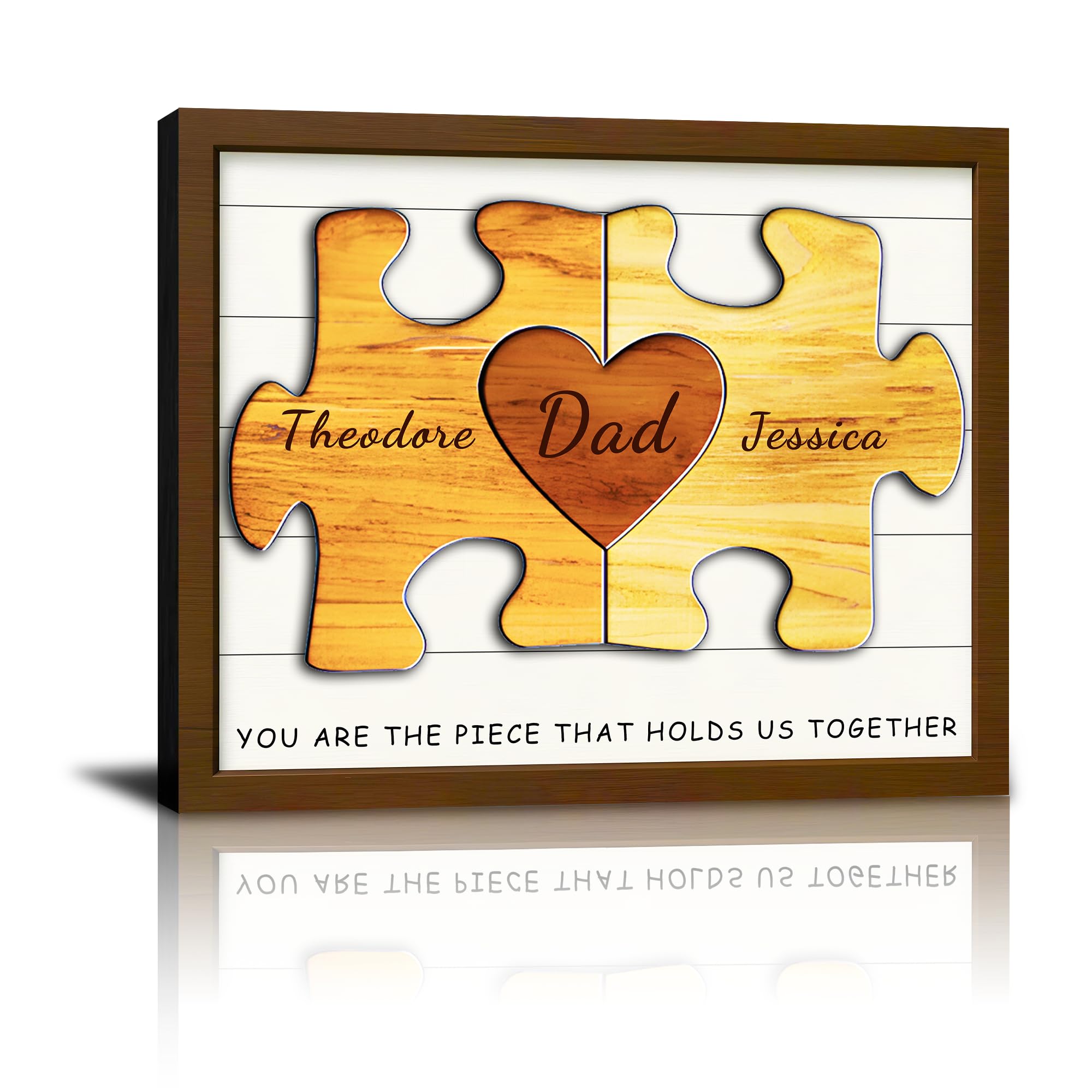 HVFIOM Personalised Father's Day Canvas Prints Gifts with Your Kid's Names, Custom Fathers Day Gift for Dad Daddy Grandpa Papa from Son Daughter Wife Grandson Granddaughter