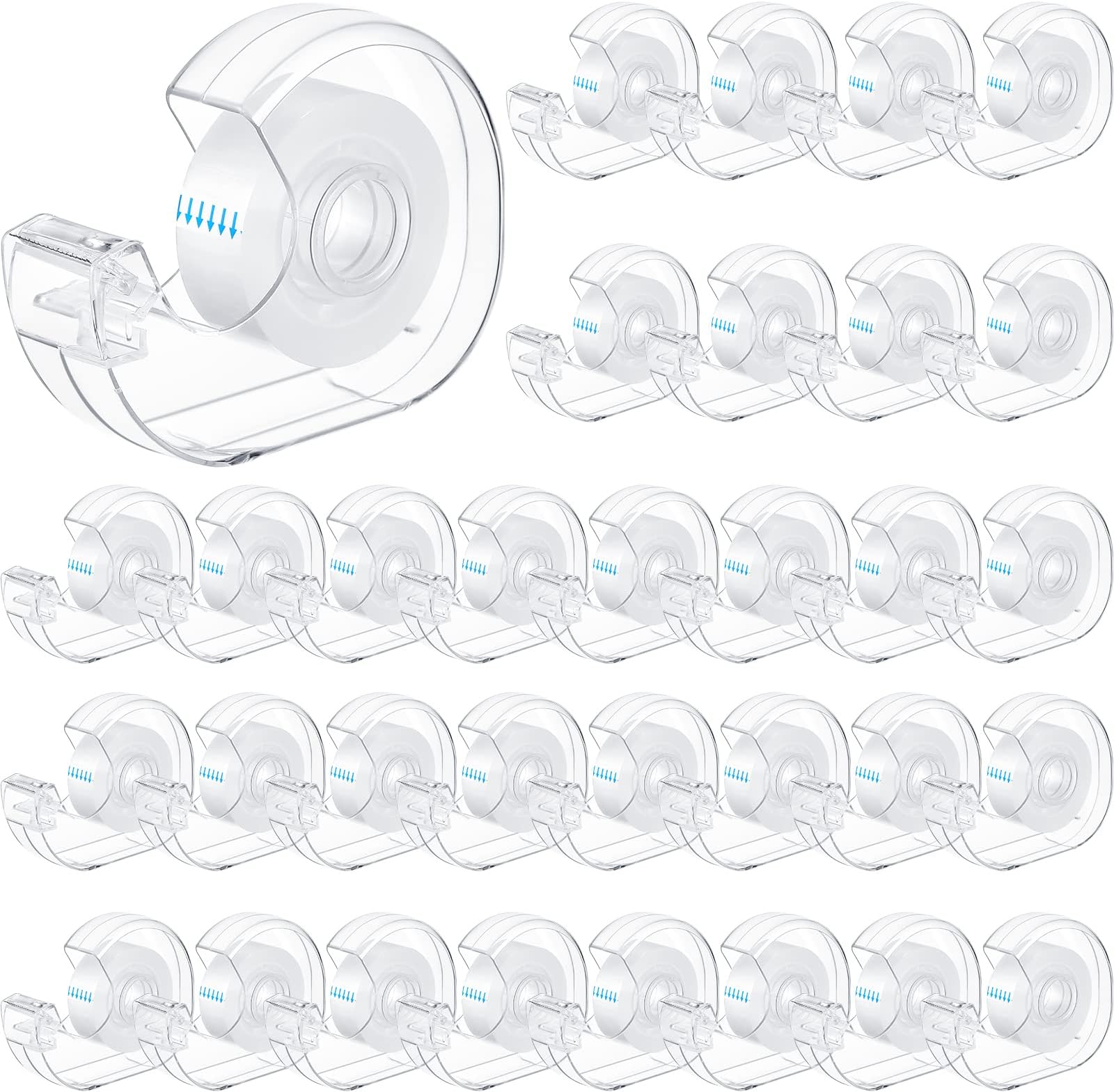 JEFURE 24 Pcs Transparent Tape With Dispenser, 0.7 X 1000 In Blue - View #4